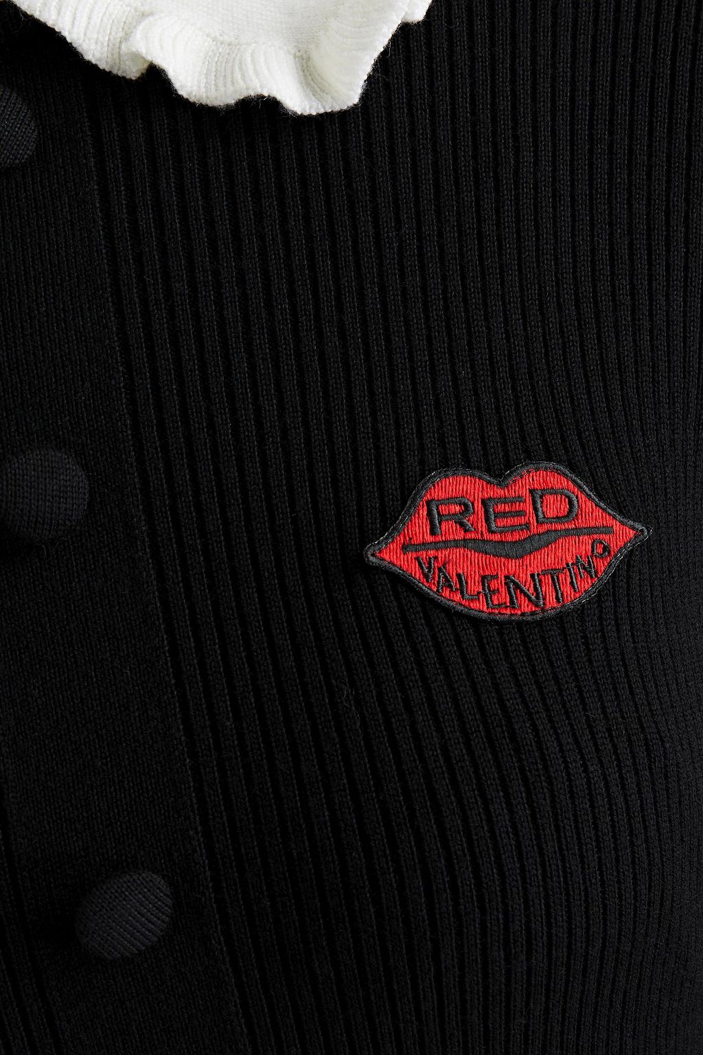 REDVALENTINO Ruffled ribbed wool midi dress