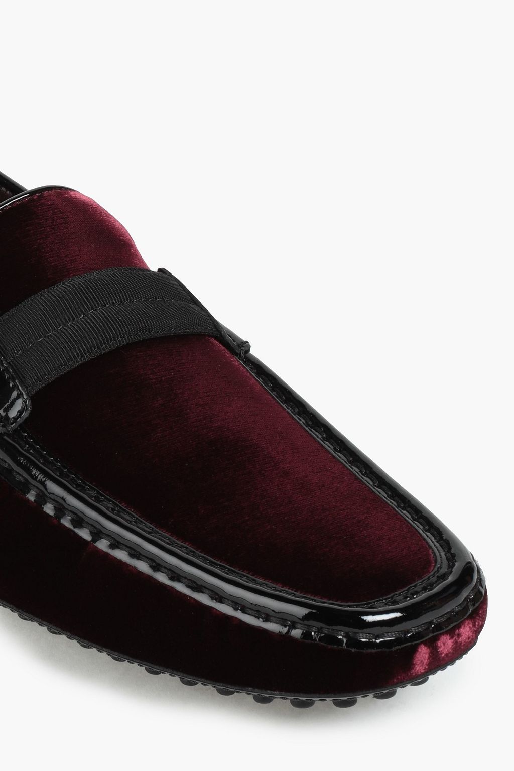 TOD'S Gommino patent leather-trimmed velvet driving shoes