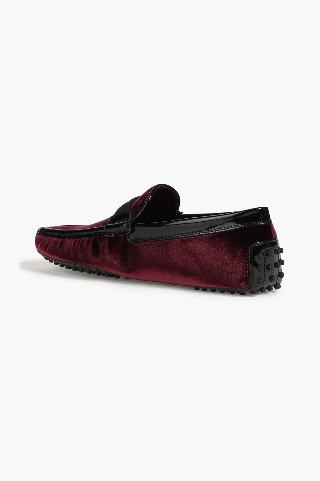 TOD'S Gommino patent leather-trimmed velvet driving shoes
