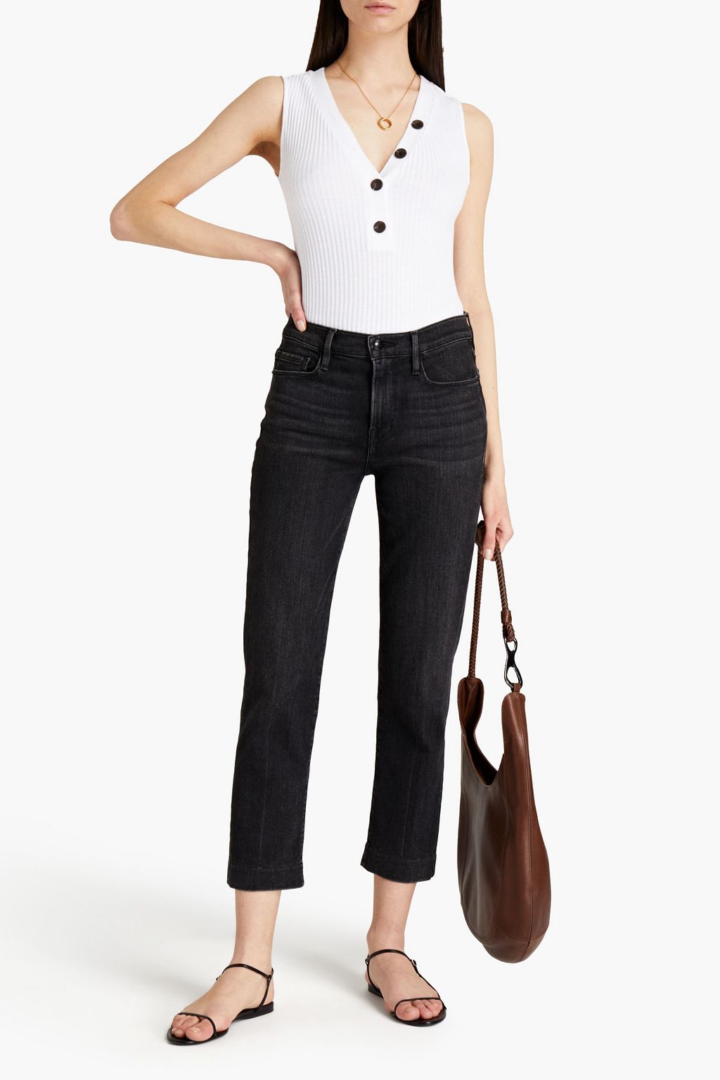 ENZA COSTA Ribbed cotton-blend jersey top