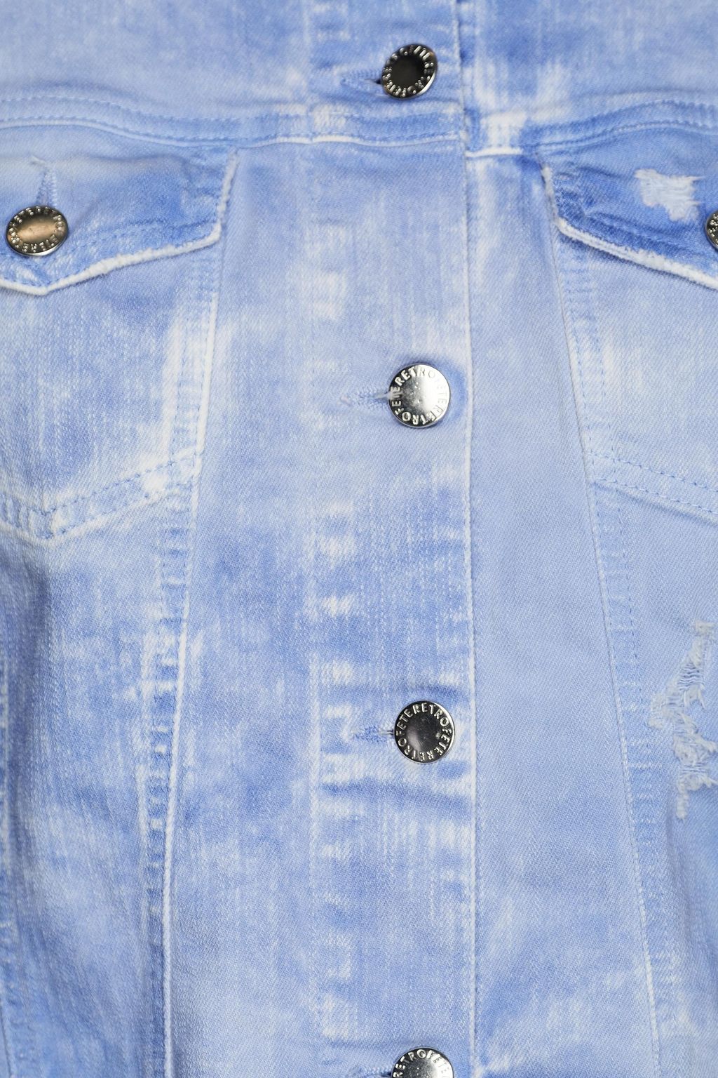 RETROFÊTE Cropped frayed denim jacket