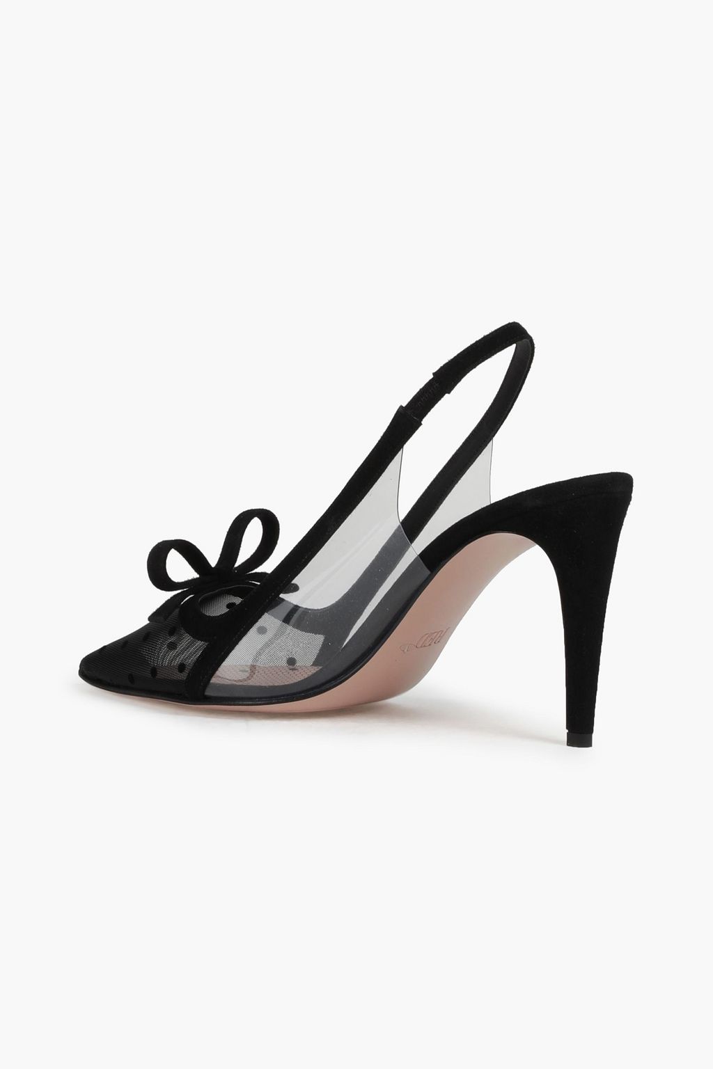 RED(V) PVC-paneled flocked suede slingback pumps