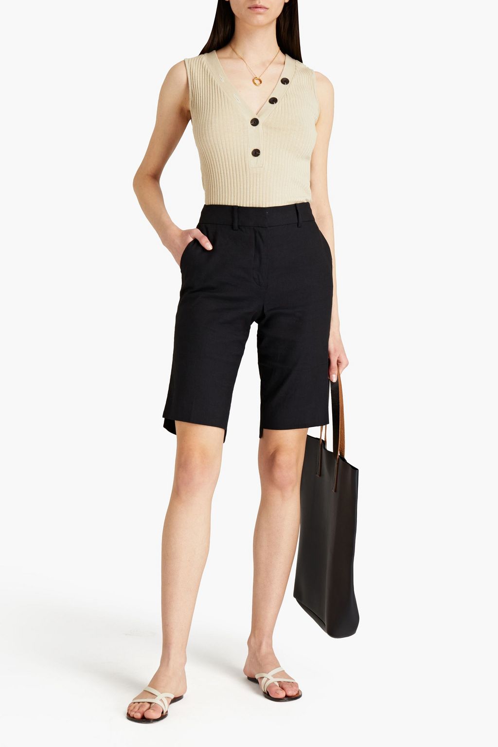 ENZA COSTA Ribbed cotton-blend jersey top