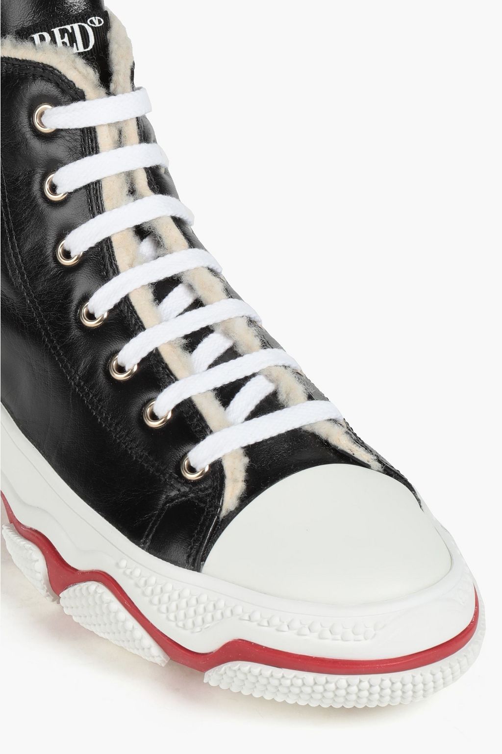 RED(V) Leather high-top sneakers