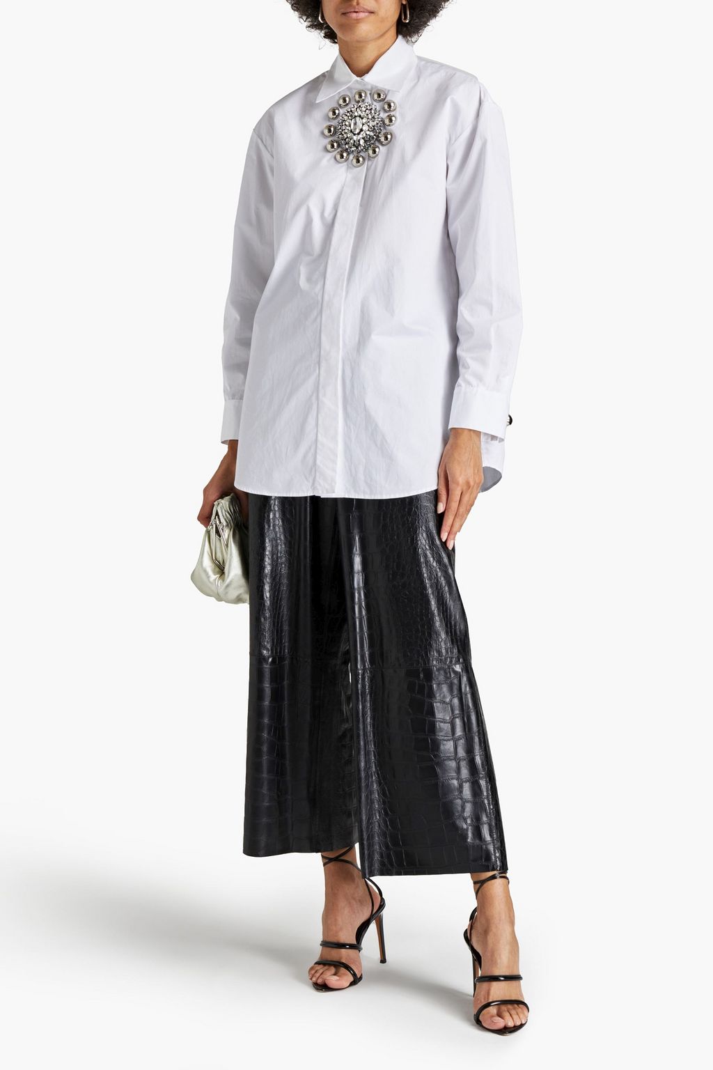 CHRISTOPHER KANE Embellished cotton-poplin shirt