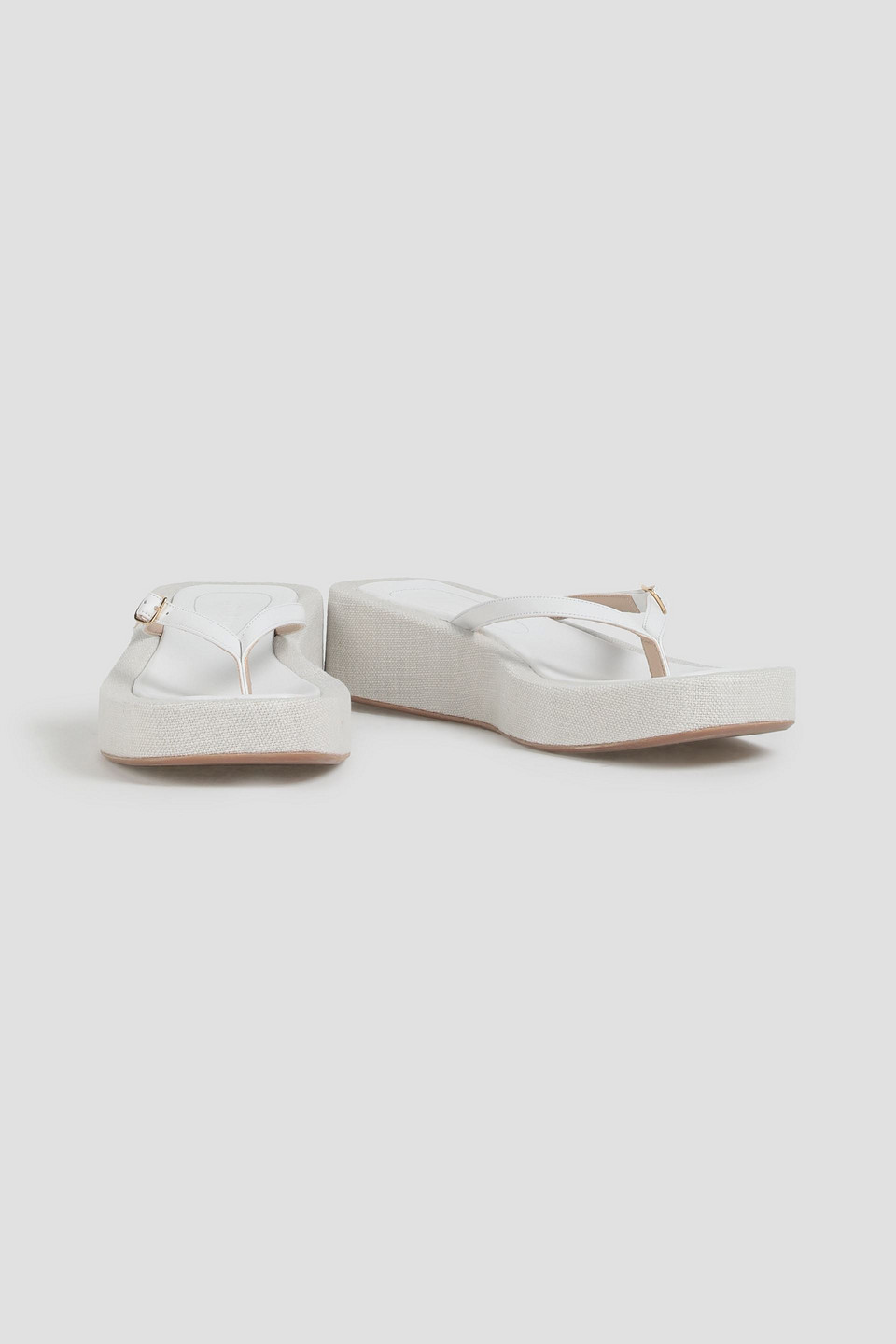 Jacquemus Neutral Les Tatanes Lin Flatform Leather Sandals In White