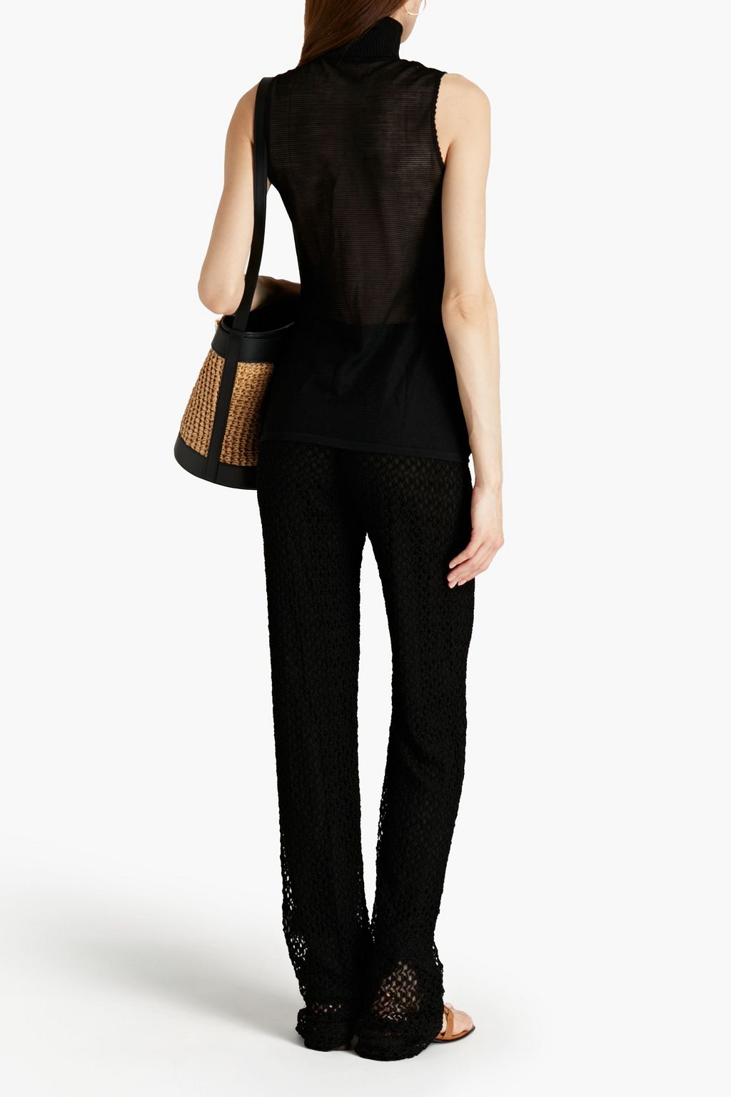MISSONI Crochet-knit wool-blend turtleneck top
