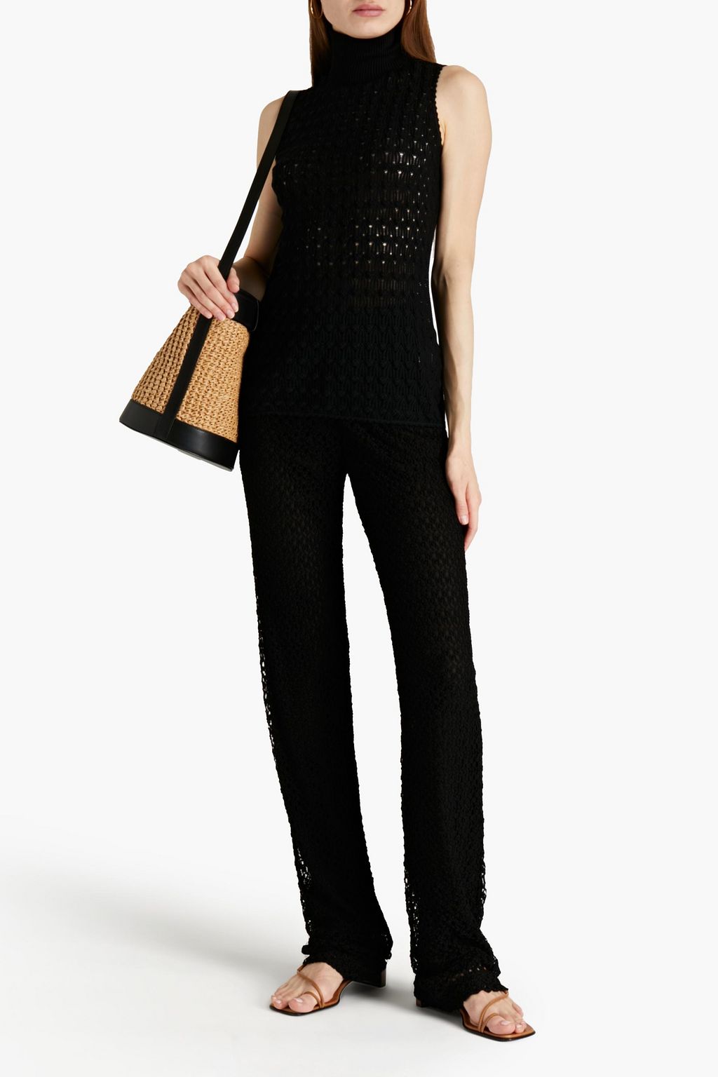 MISSONI Crochet-knit wool-blend turtleneck top