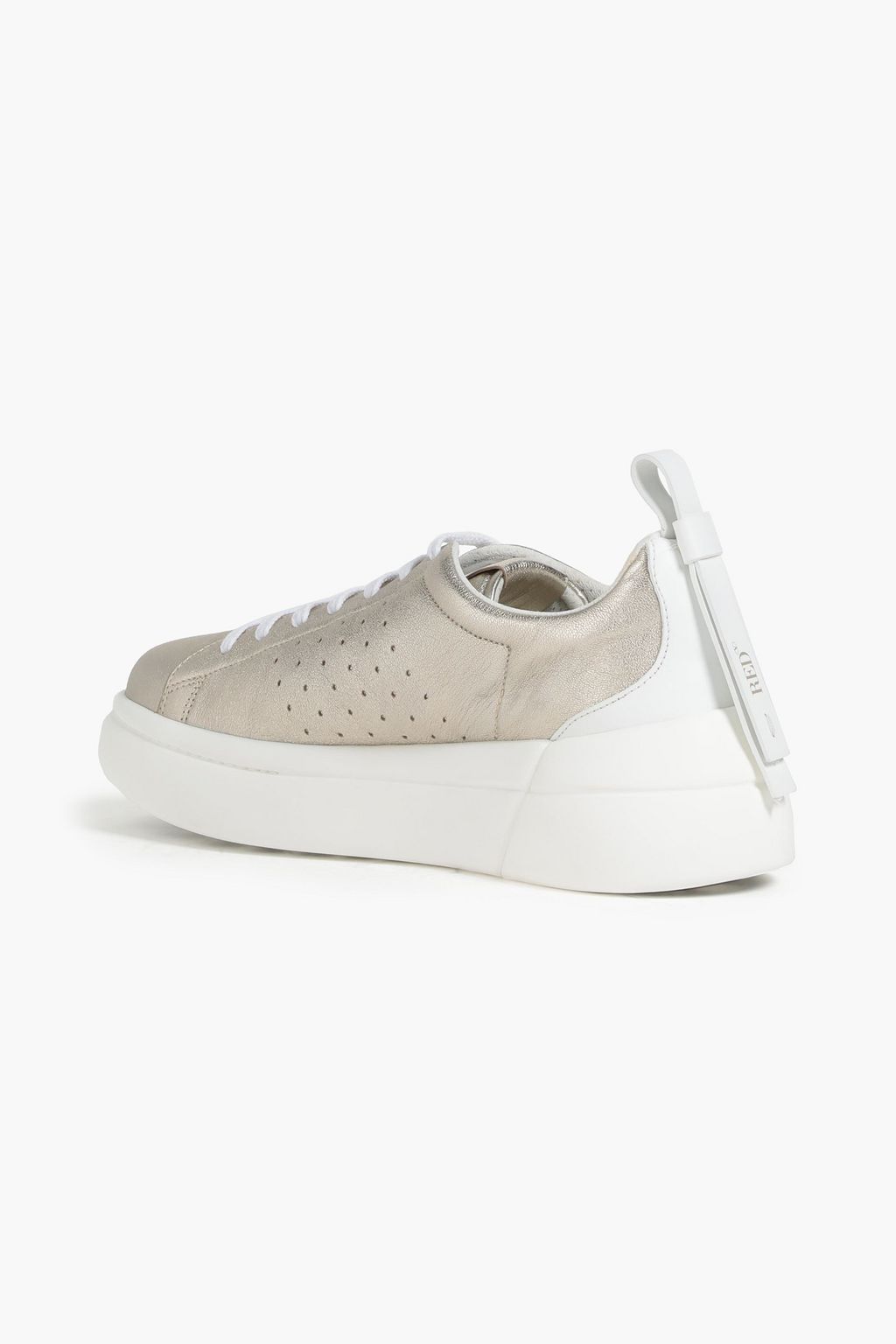RED(V) Metallic perforated leather sneakers