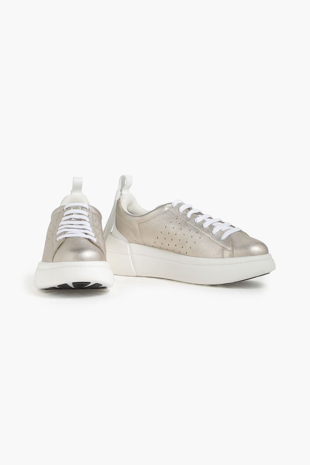RED(V) Metallic perforated leather sneakers
