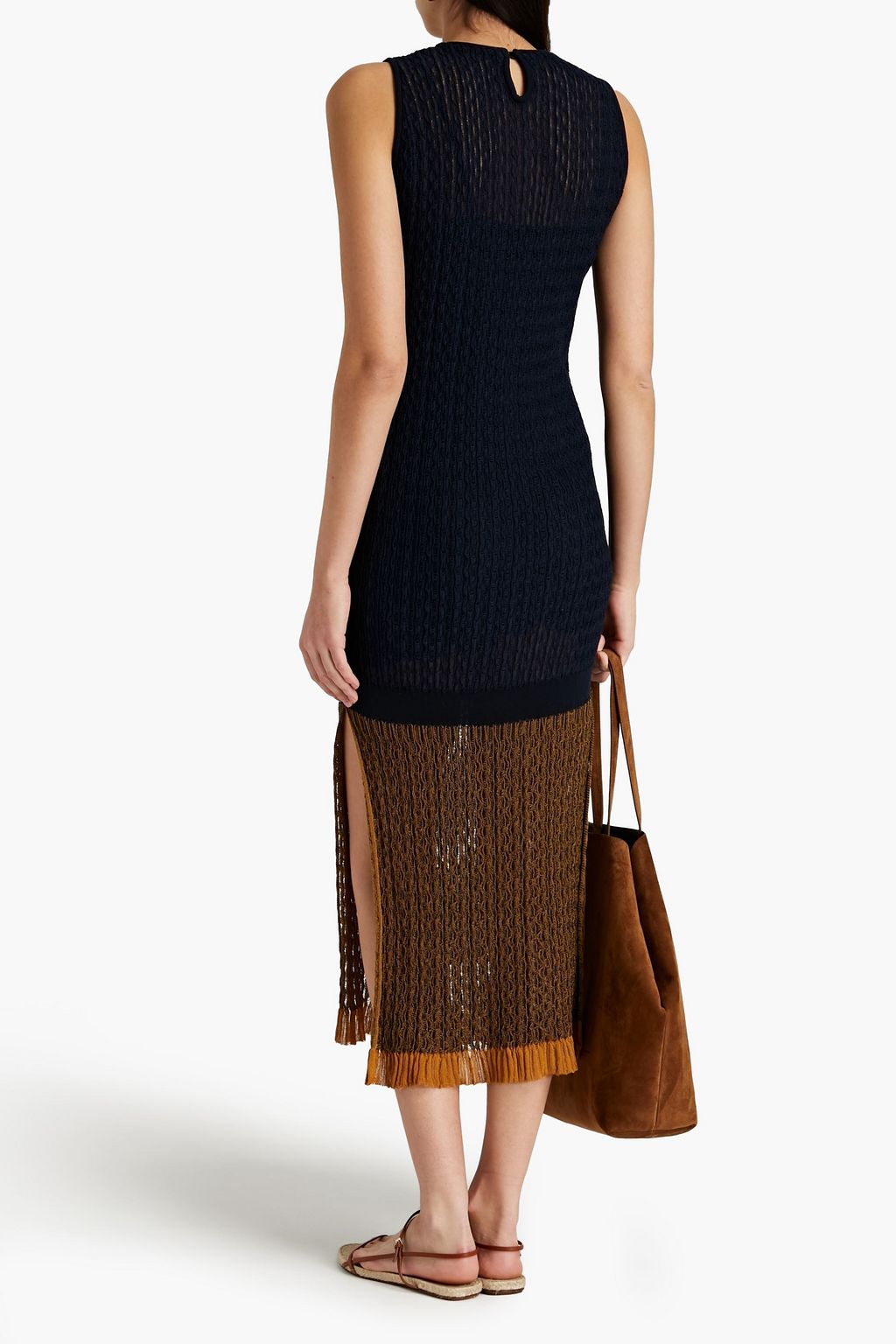 GENTRYPORTOFINO Crochet-knit cotton midi dress