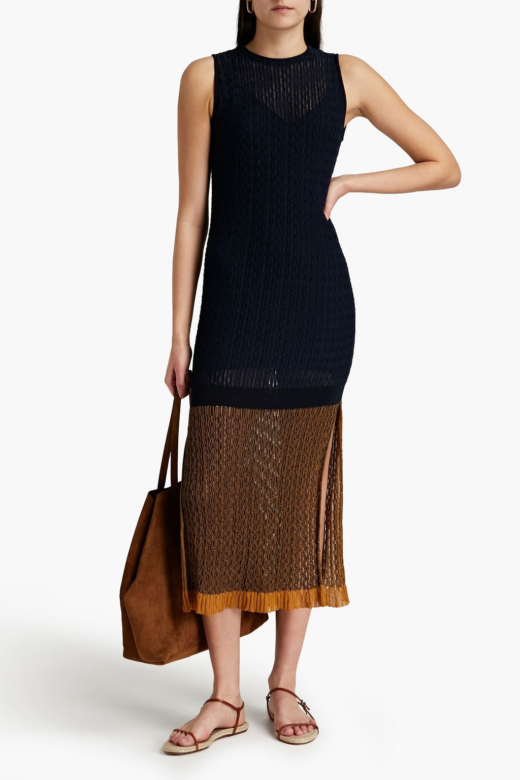 GENTRYPORTOFINO Crochet-knit cotton midi dress