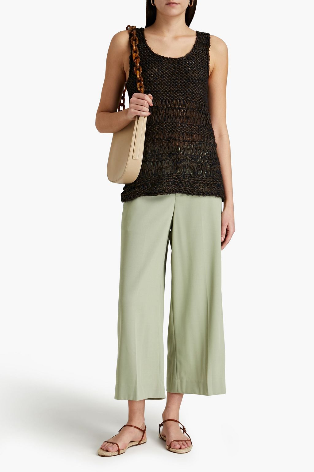 GENTRYPORTOFINO Crochet-knit hemp-blend top