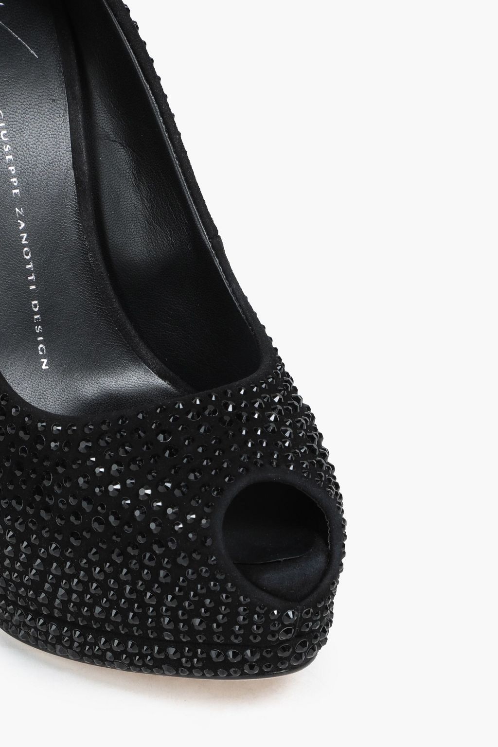 GIUSEPPE ZANOTTI Crystal-embellished leather platform pumps