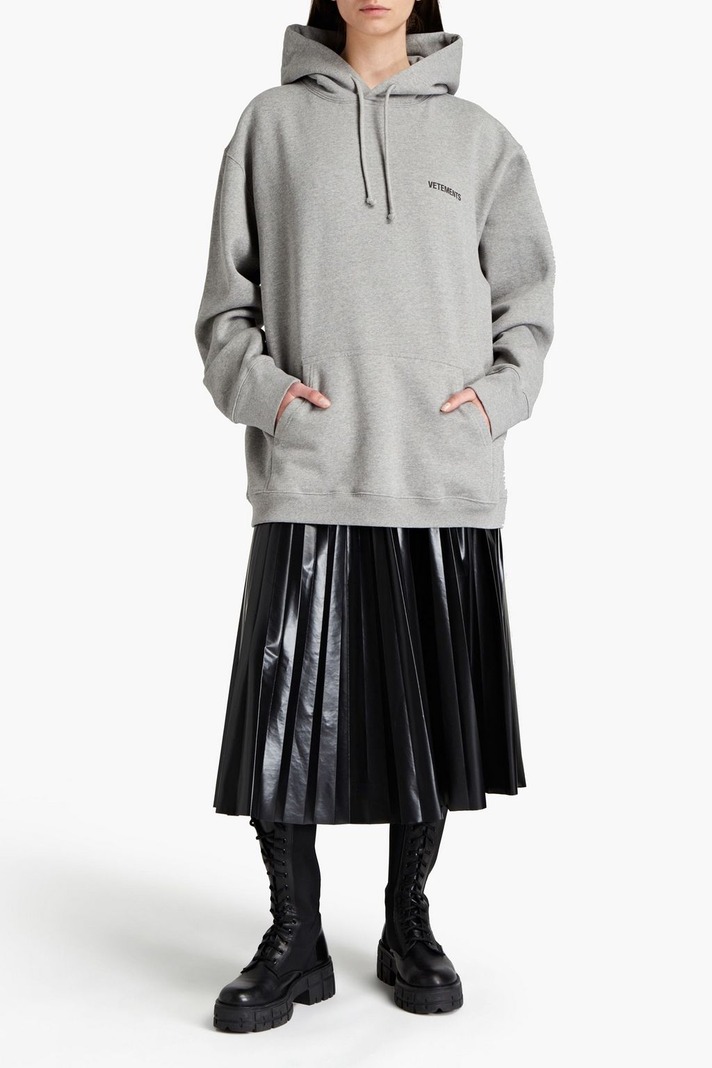 VETEMENTS Oversized printed French cotton-blend terry hoodie