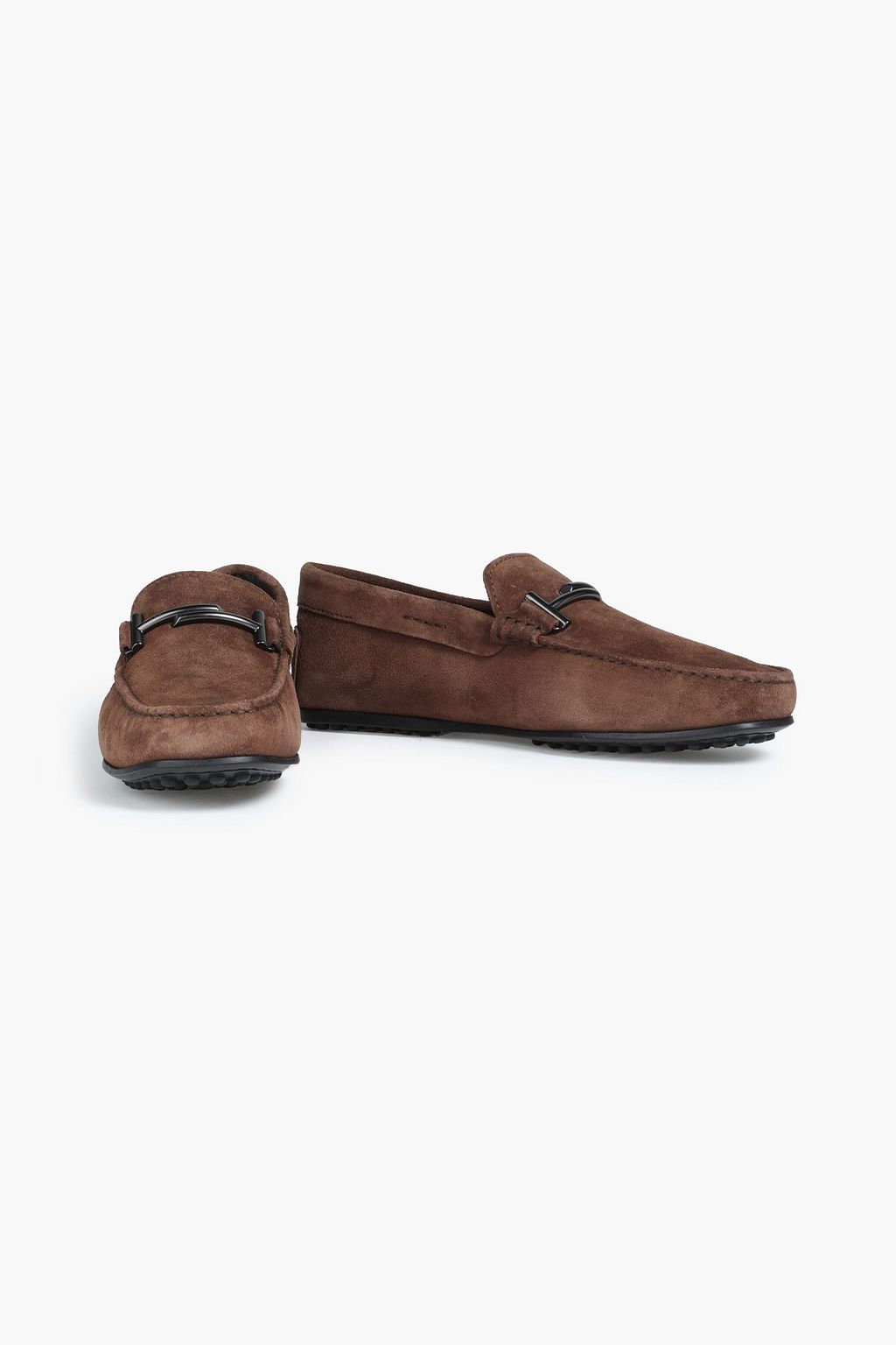 TOD'S Double T embellished suede driving shoes