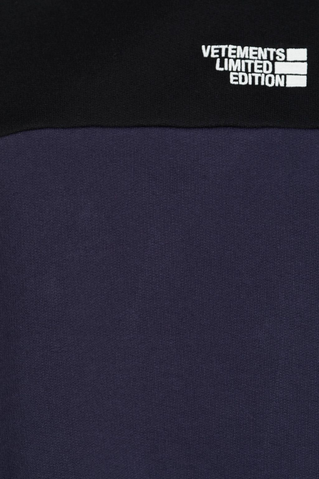 VETEMENTS Embroidered  two-tone cotton-blend fleece sweatshirt