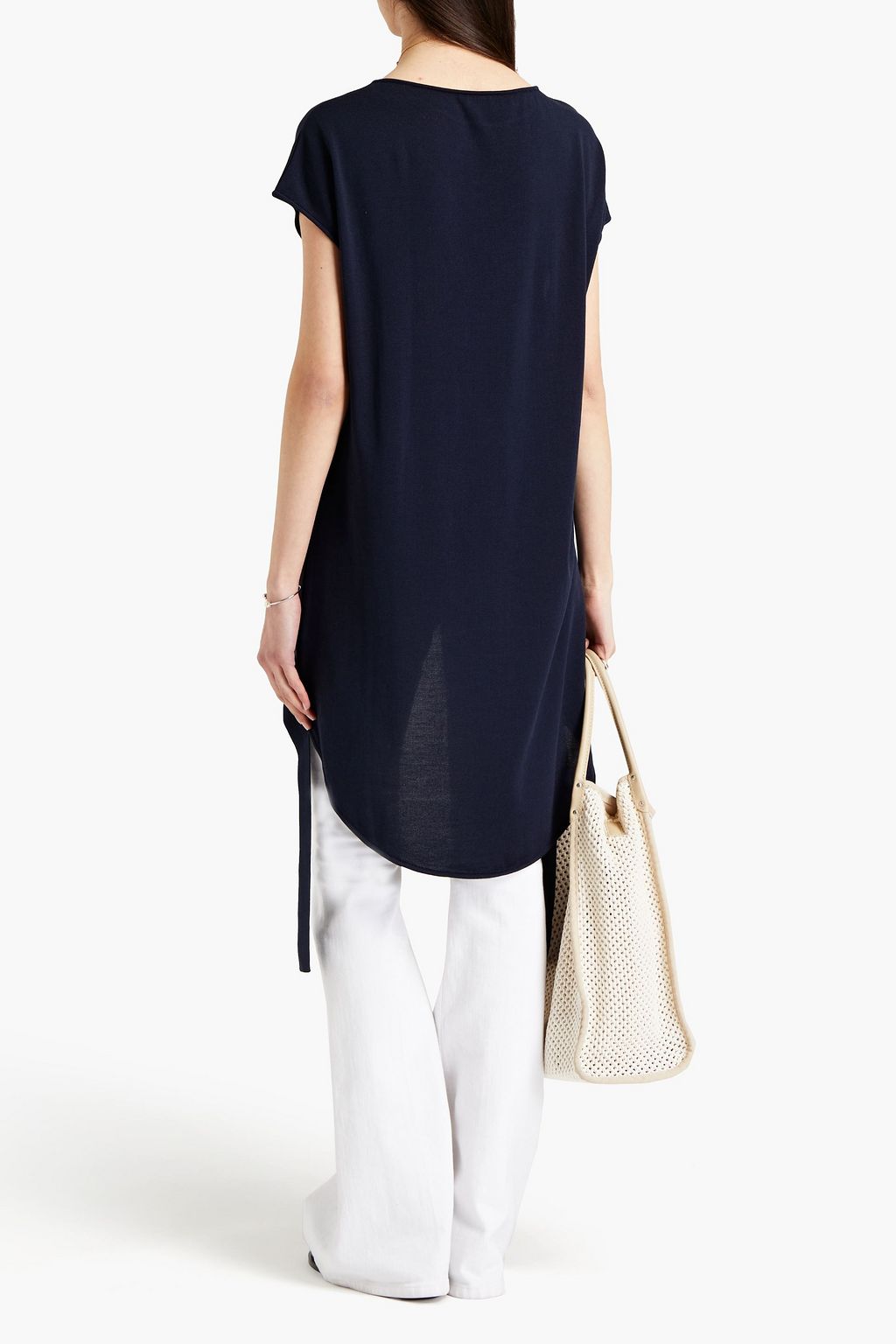 GENTRYPORTOFINO Asymmetric silk and cotton-blend top