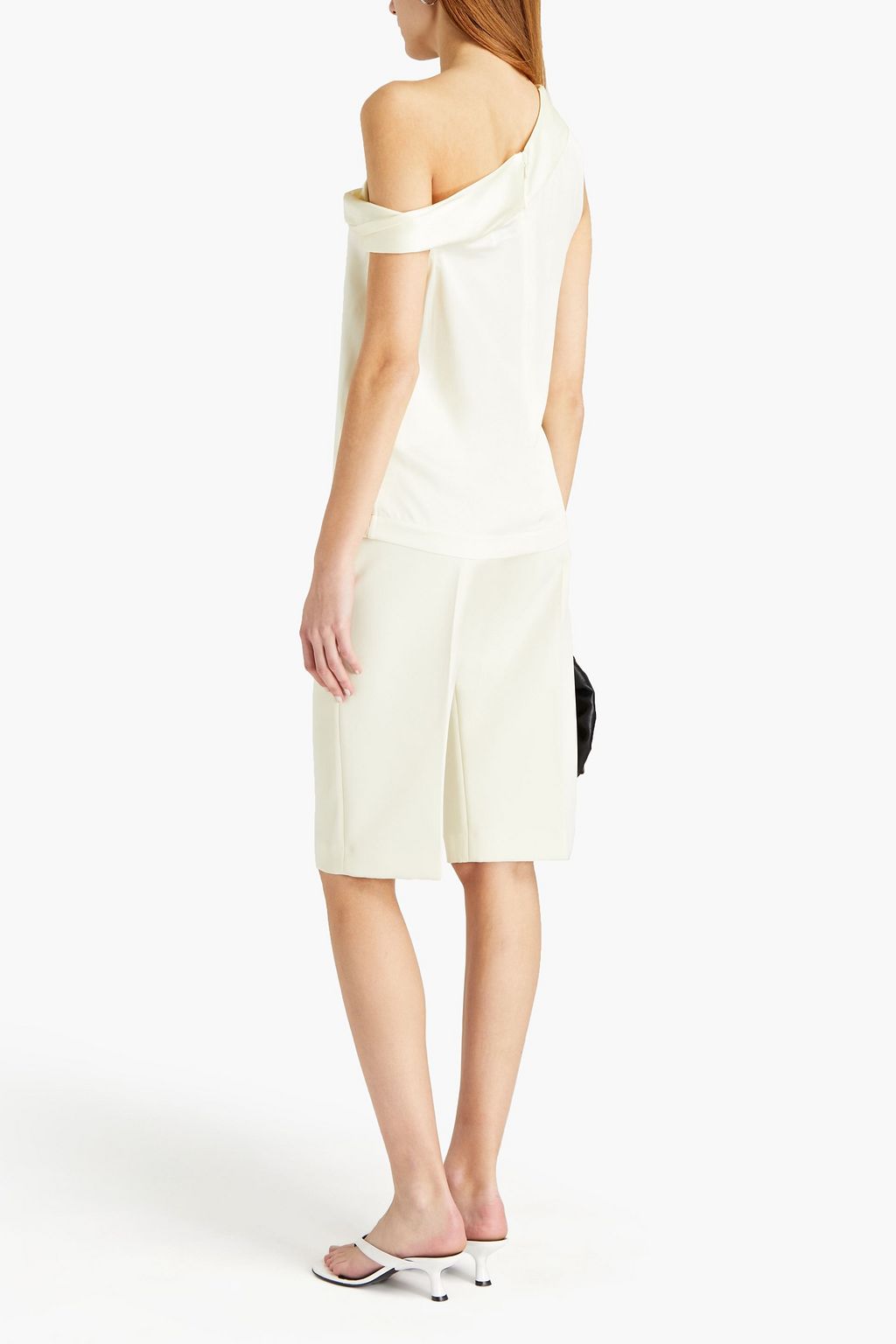 3.1 PHILLIP LIM Draped off-the-shoulder hammered-satin top