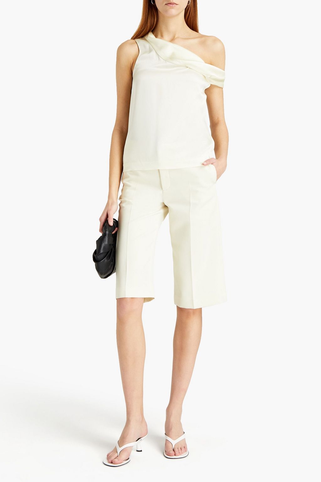 3.1 PHILLIP LIM Draped off-the-shoulder hammered-satin top
