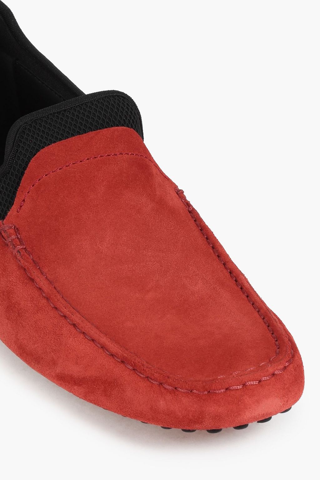 TOD'S Pantofola mesh-paneled suede loafers