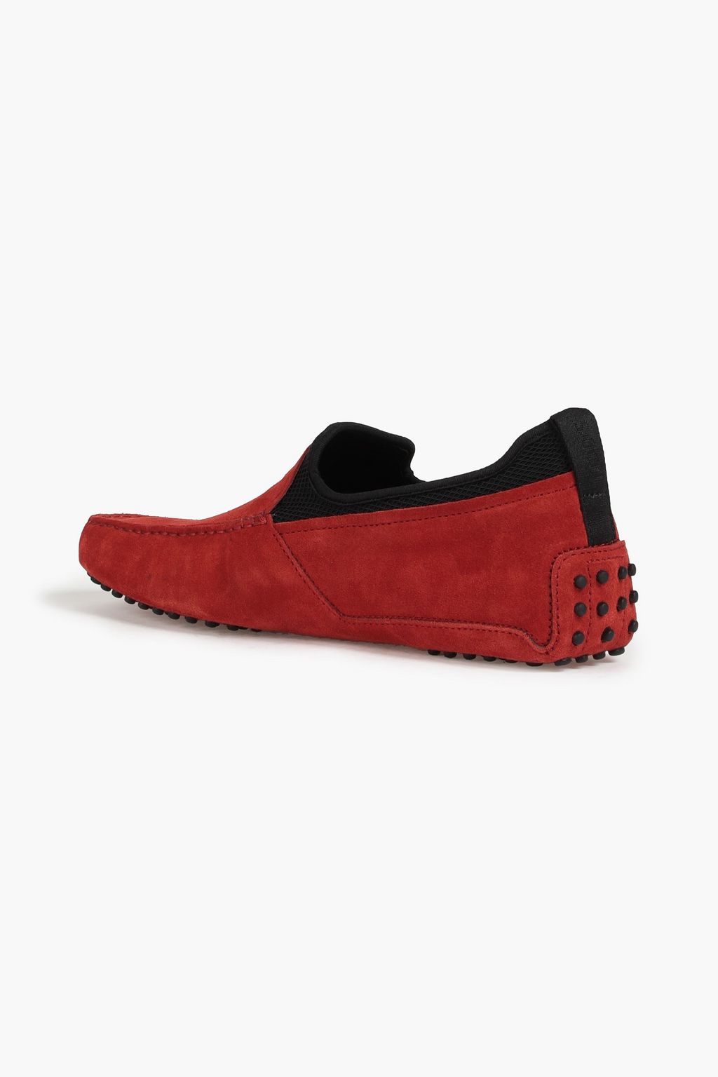TOD'S Pantofola mesh-paneled suede loafers