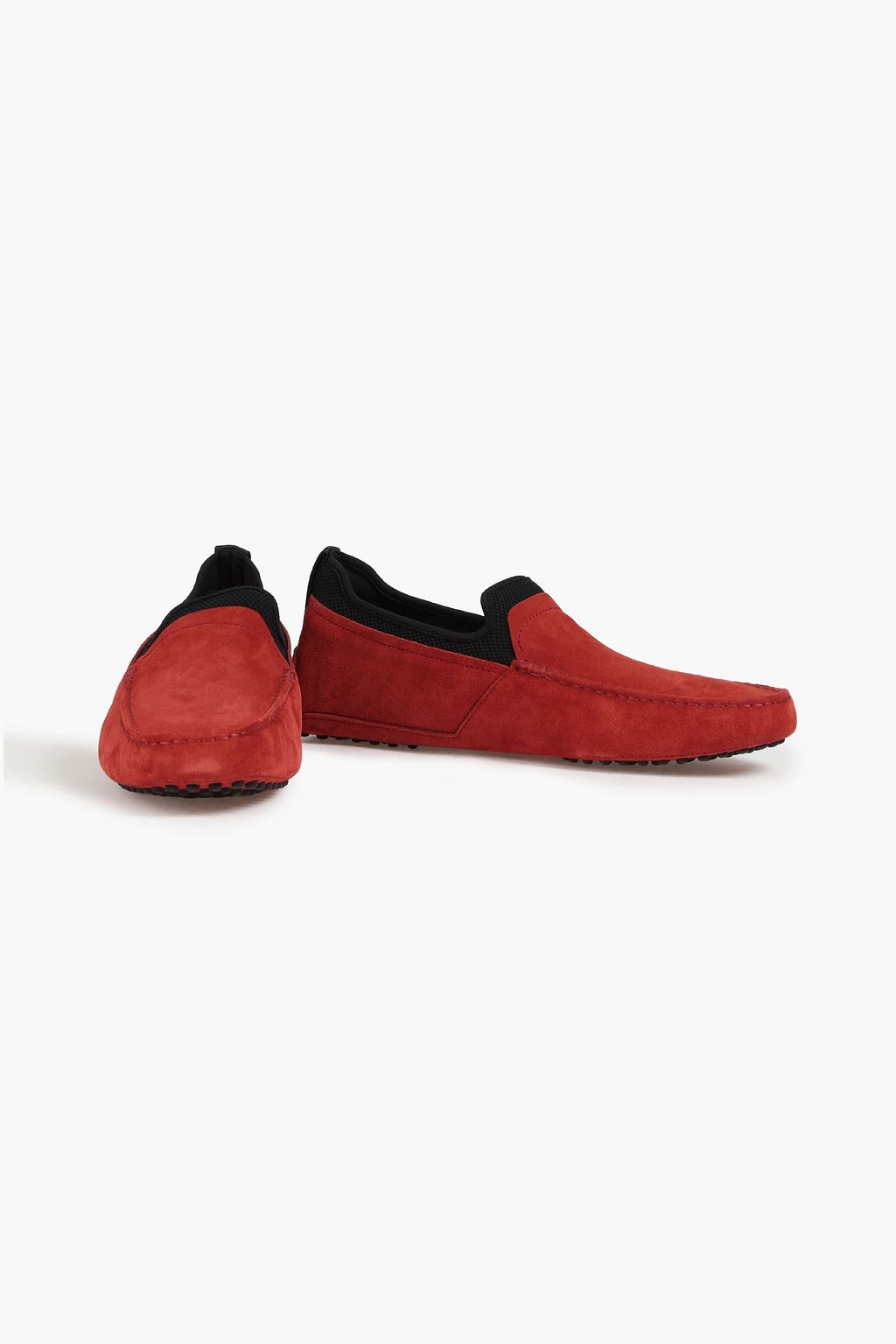 TOD'S Pantofola mesh-paneled suede loafers