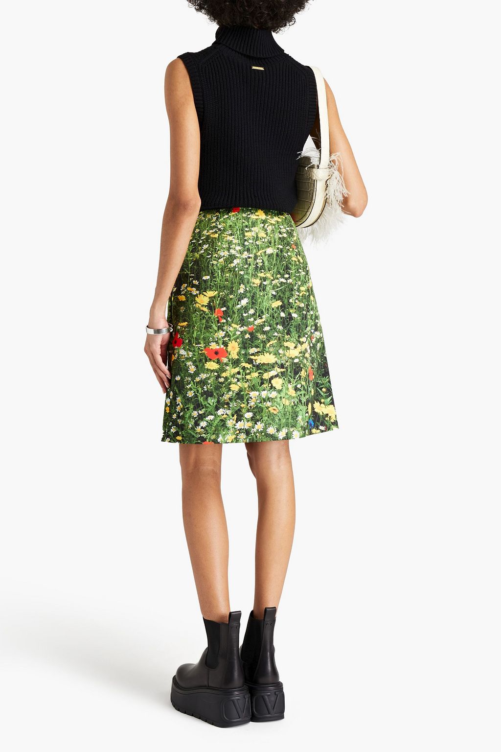 CHRISTOPHER KANE Floral-print satin mini wrap skirt