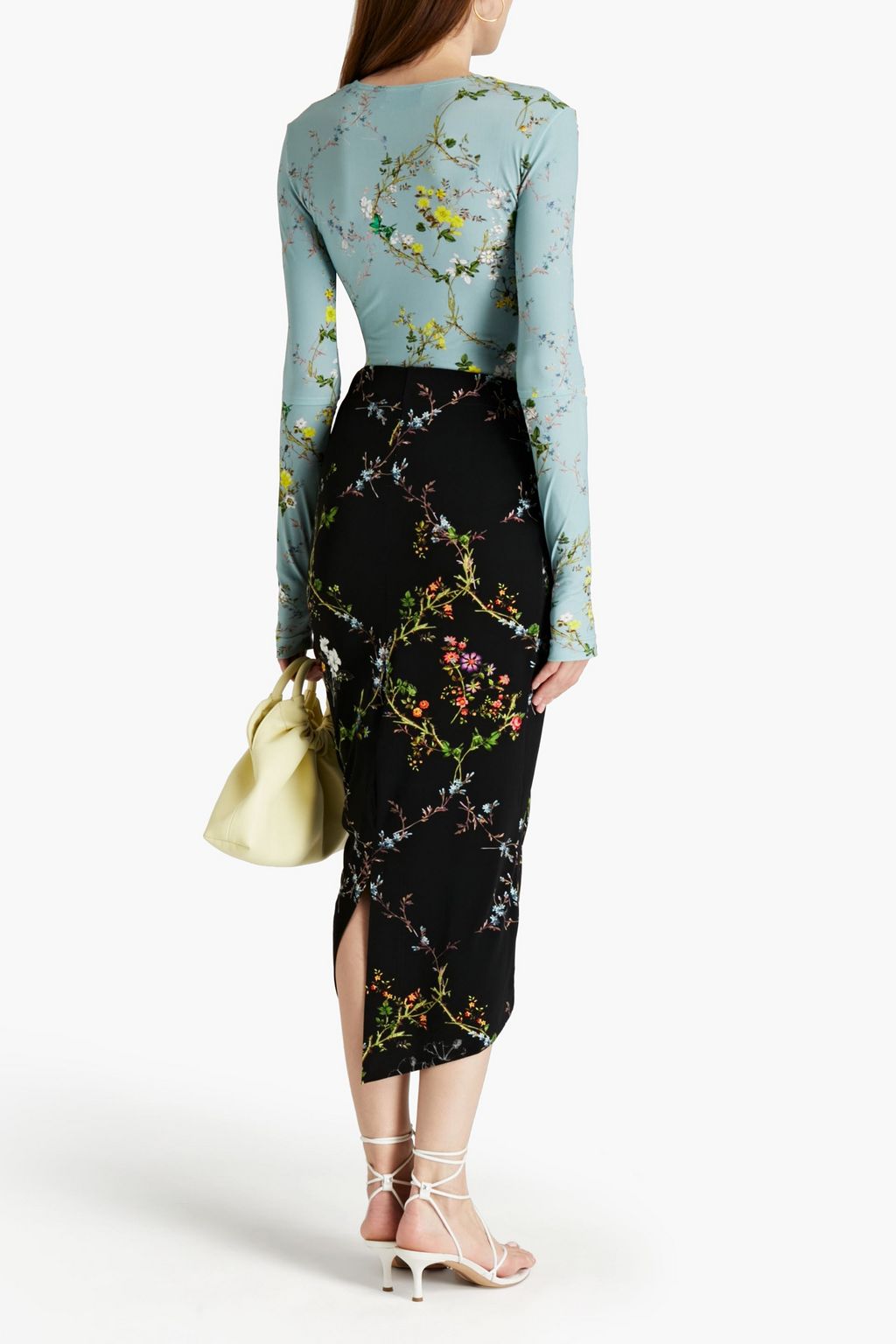 PREEN BY THORNTON BREGAZZI Xenie ruched gingham stretch-crepe midi skirt