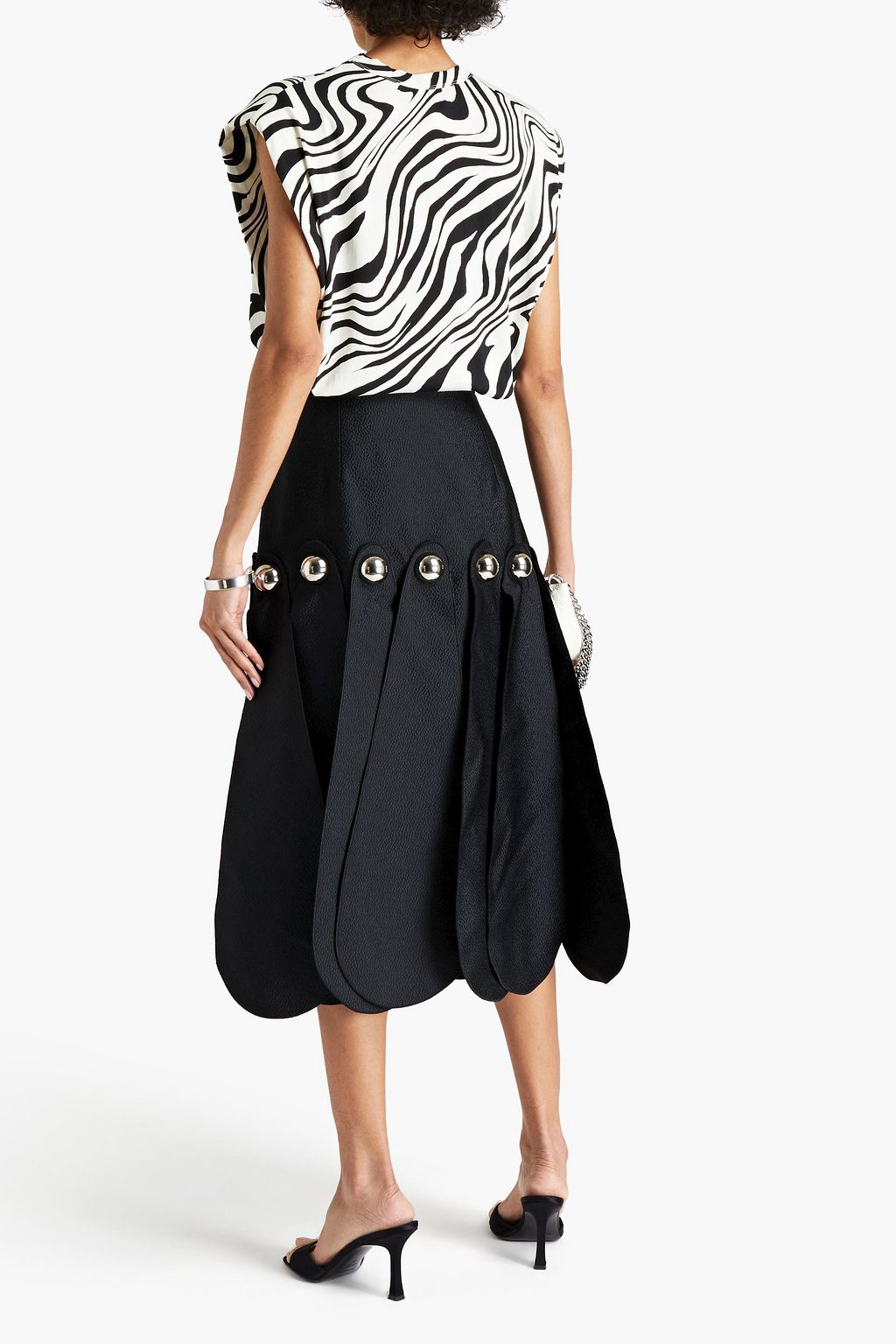CHRISTOPHER KANE Layered studded jacquard midi skirt