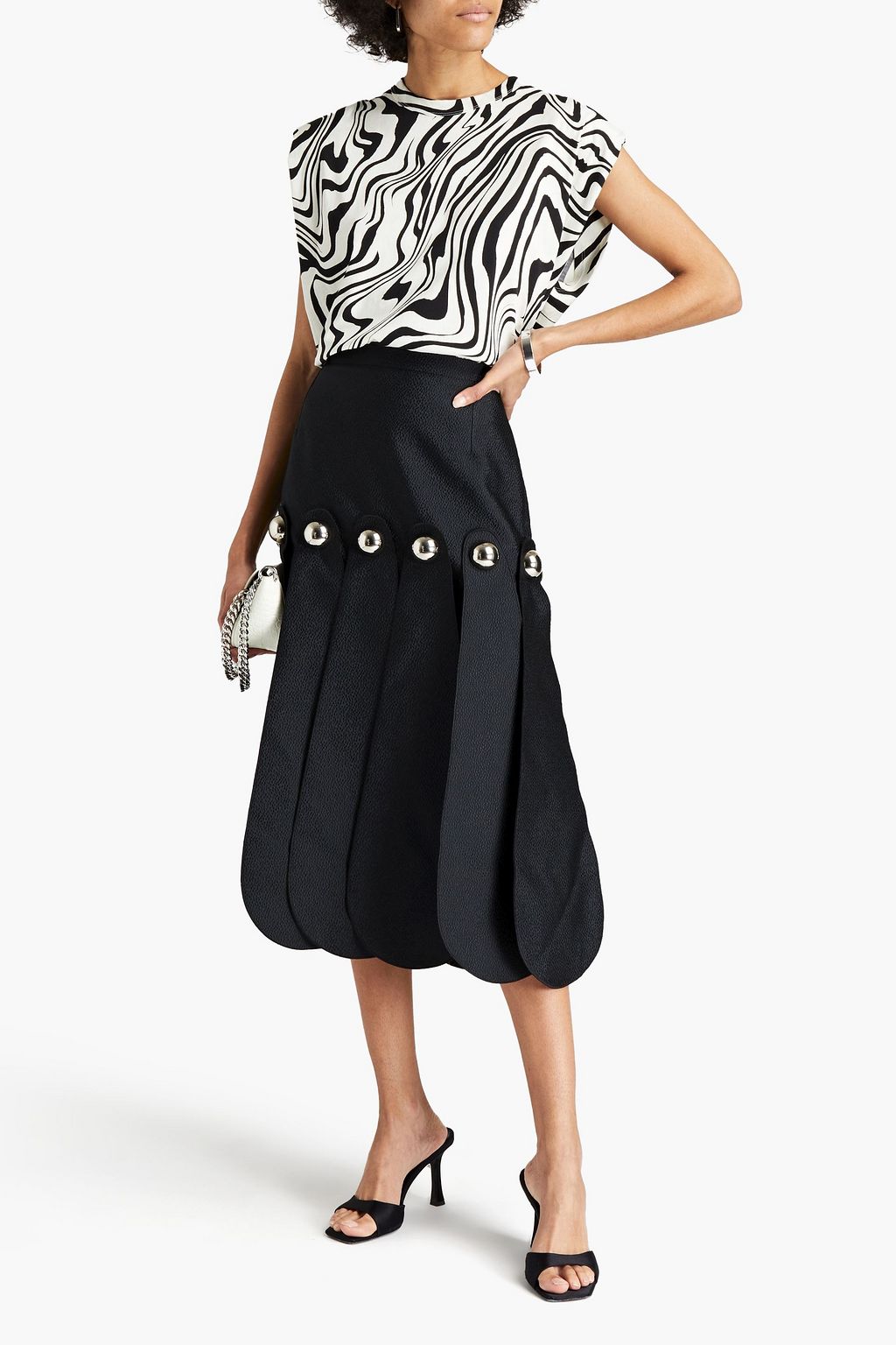 CHRISTOPHER KANE Layered studded jacquard midi skirt
