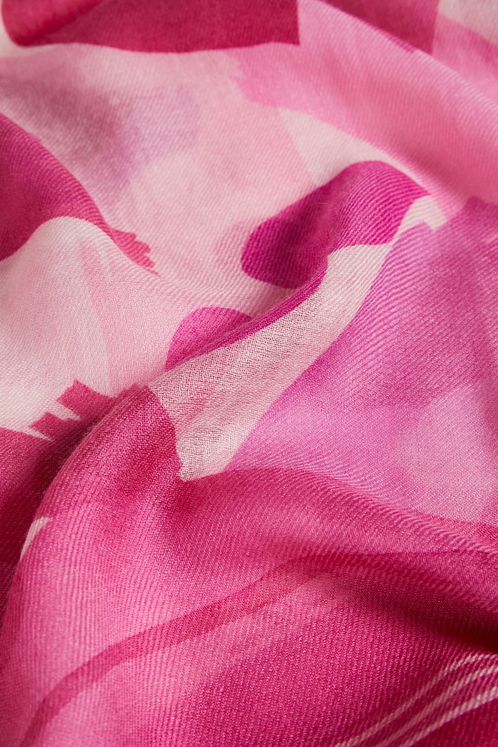 LORO PIANA Frayed printed cashmere and silk-blend scarf
