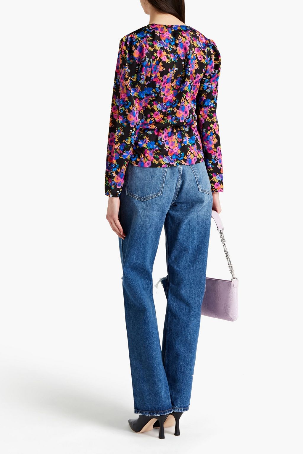 VETEMENTS Camelia wrap-effect floral-print satin-twill blouse