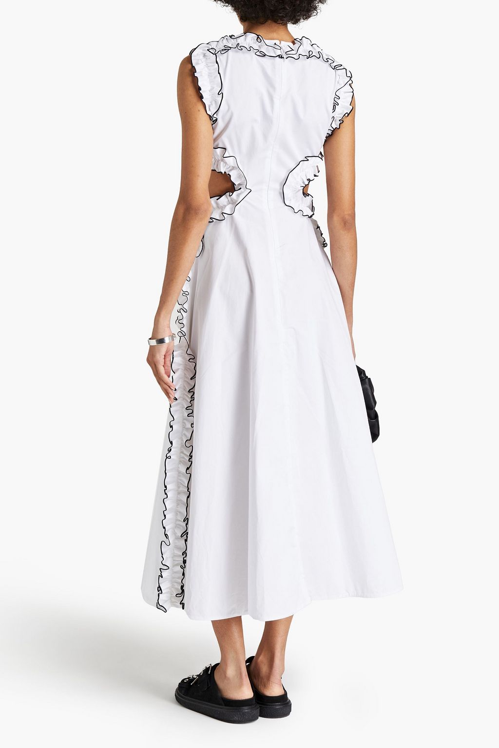 CHRISTOPHER KANE Cutout ruffled cotton-poplin midi dress