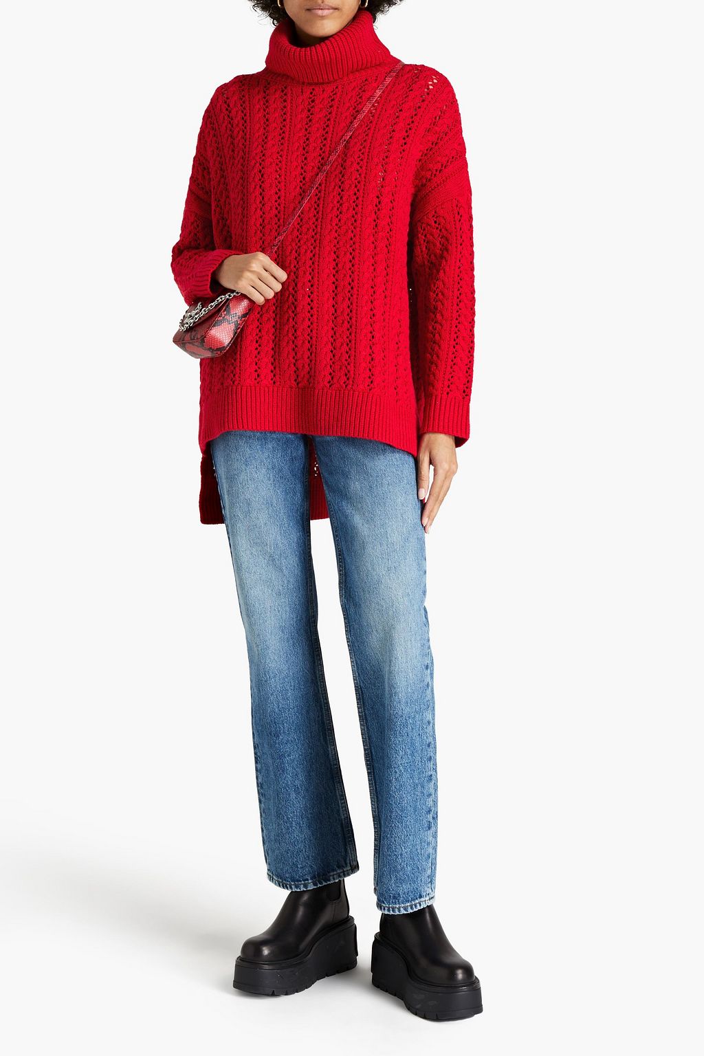ALICE + OLIVIA Oversized cable-knit turtleneck sweater