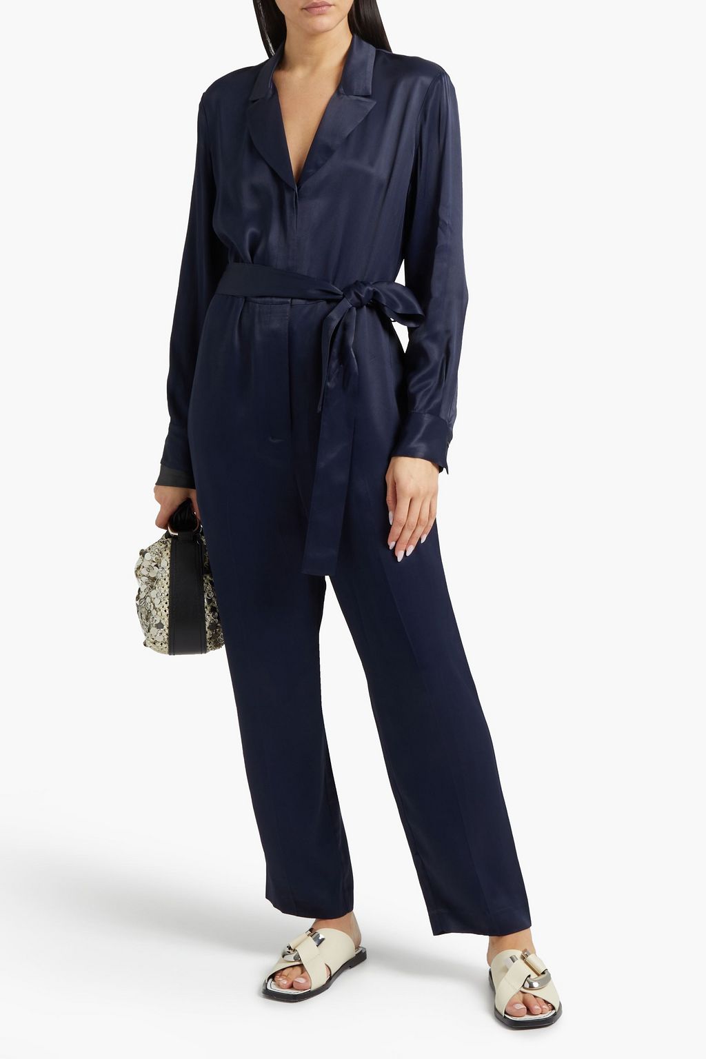 PHILLIP LIM Belted satin jumpsuit THE OUTNET