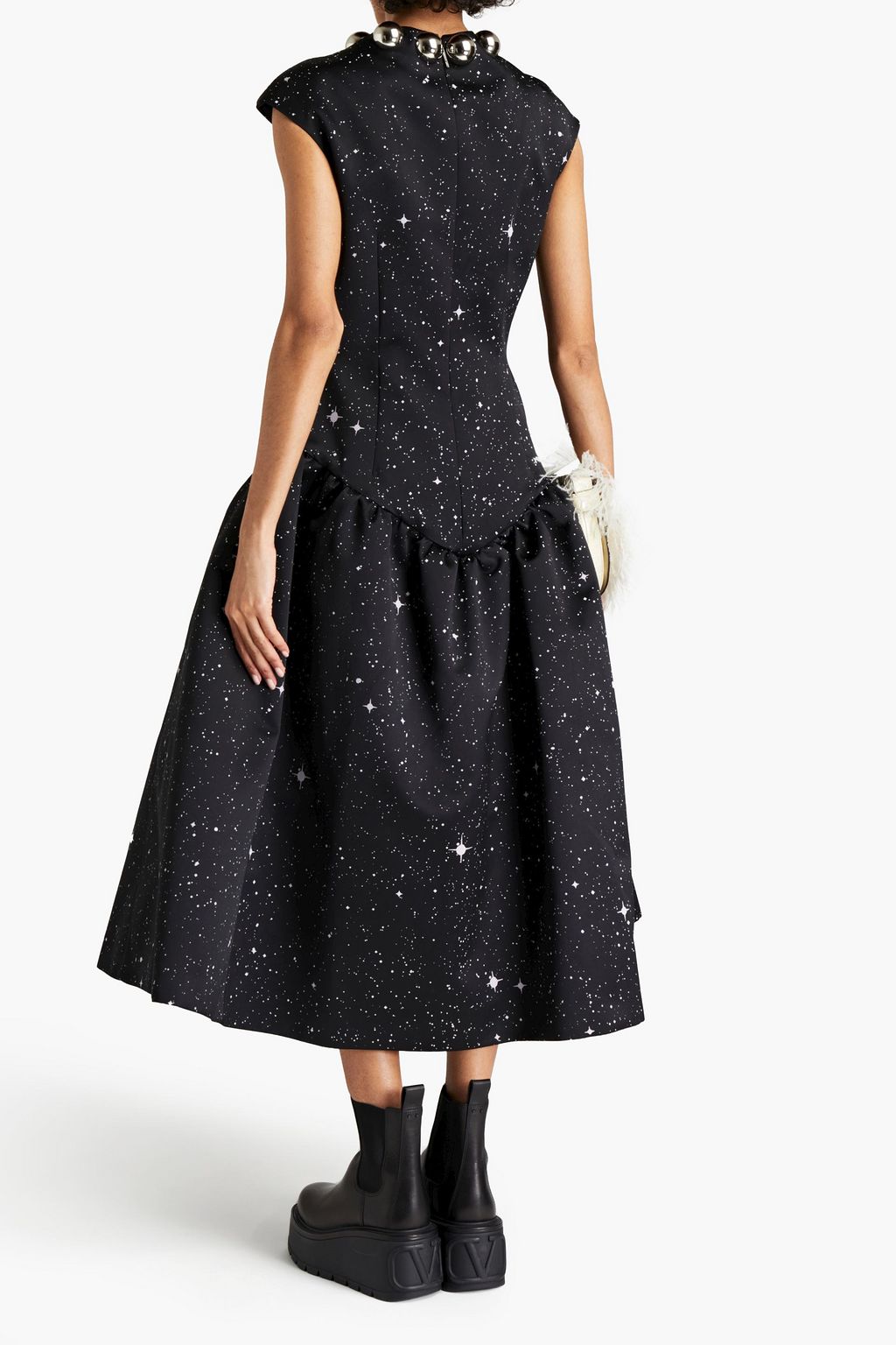 CHRISTOPHER KANE Cutout embellished printed satin midi dress