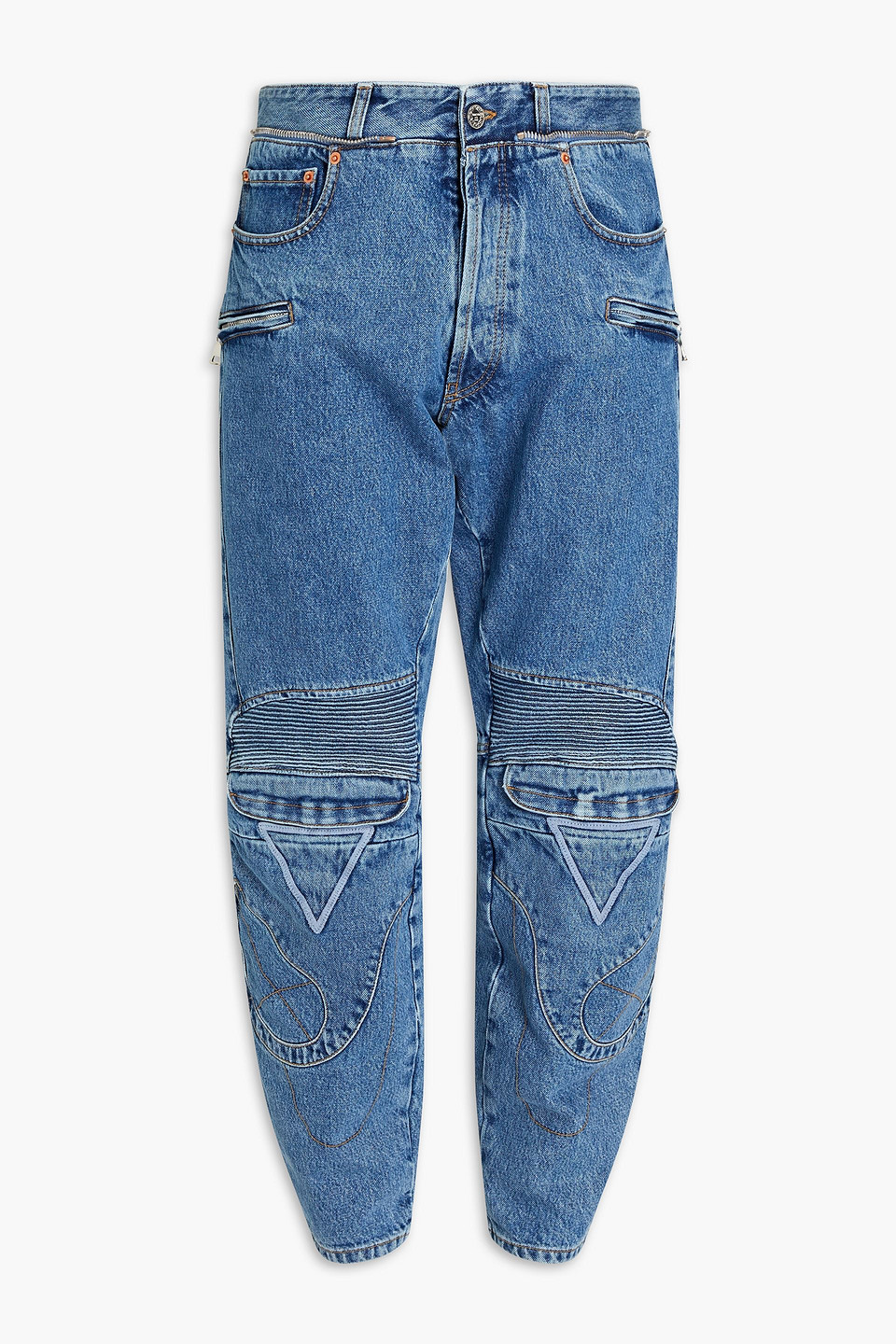 vetements - tapered zip-embellished denim jeans - blue - m