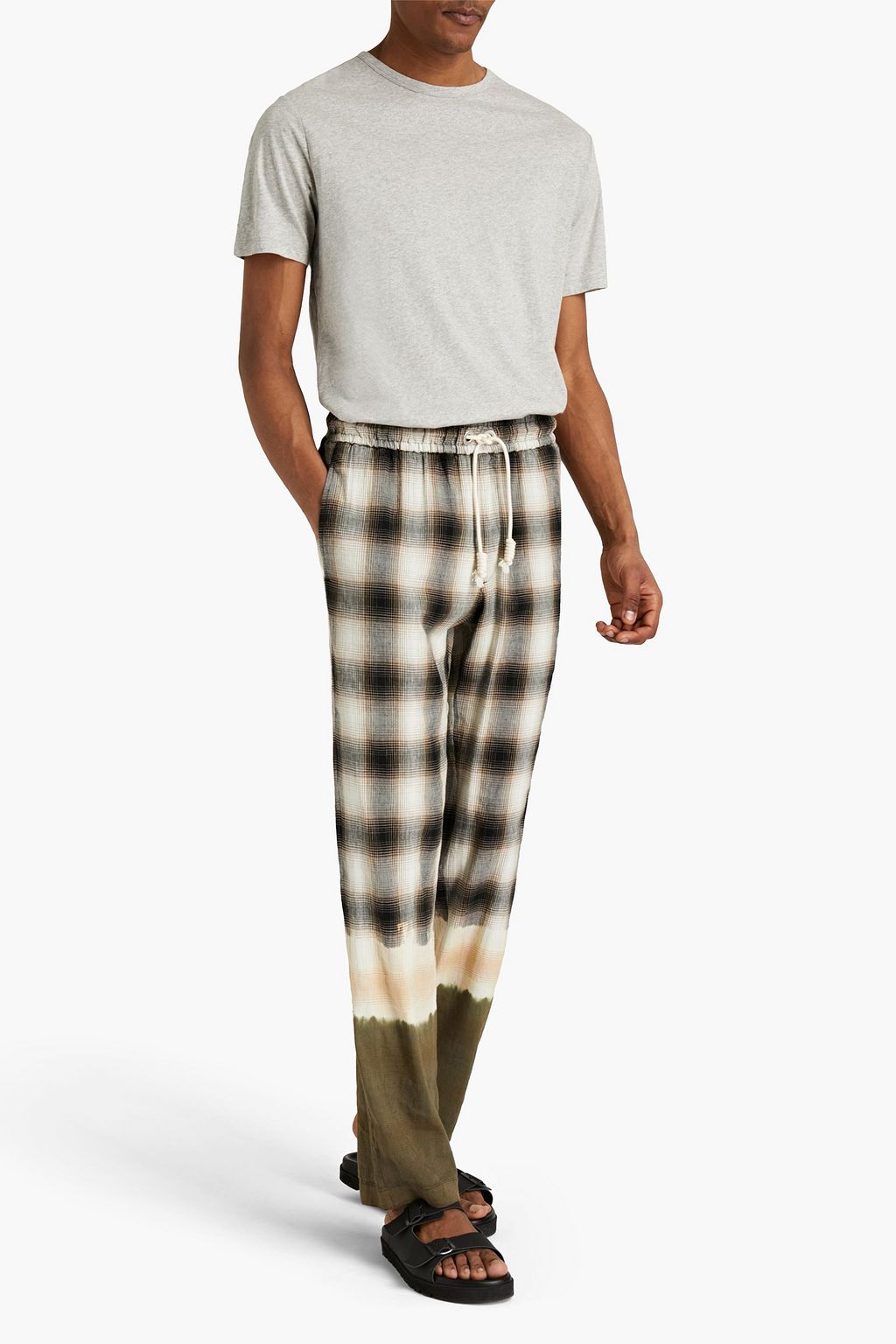 PALM ANGELS Printed linen-blend track pants