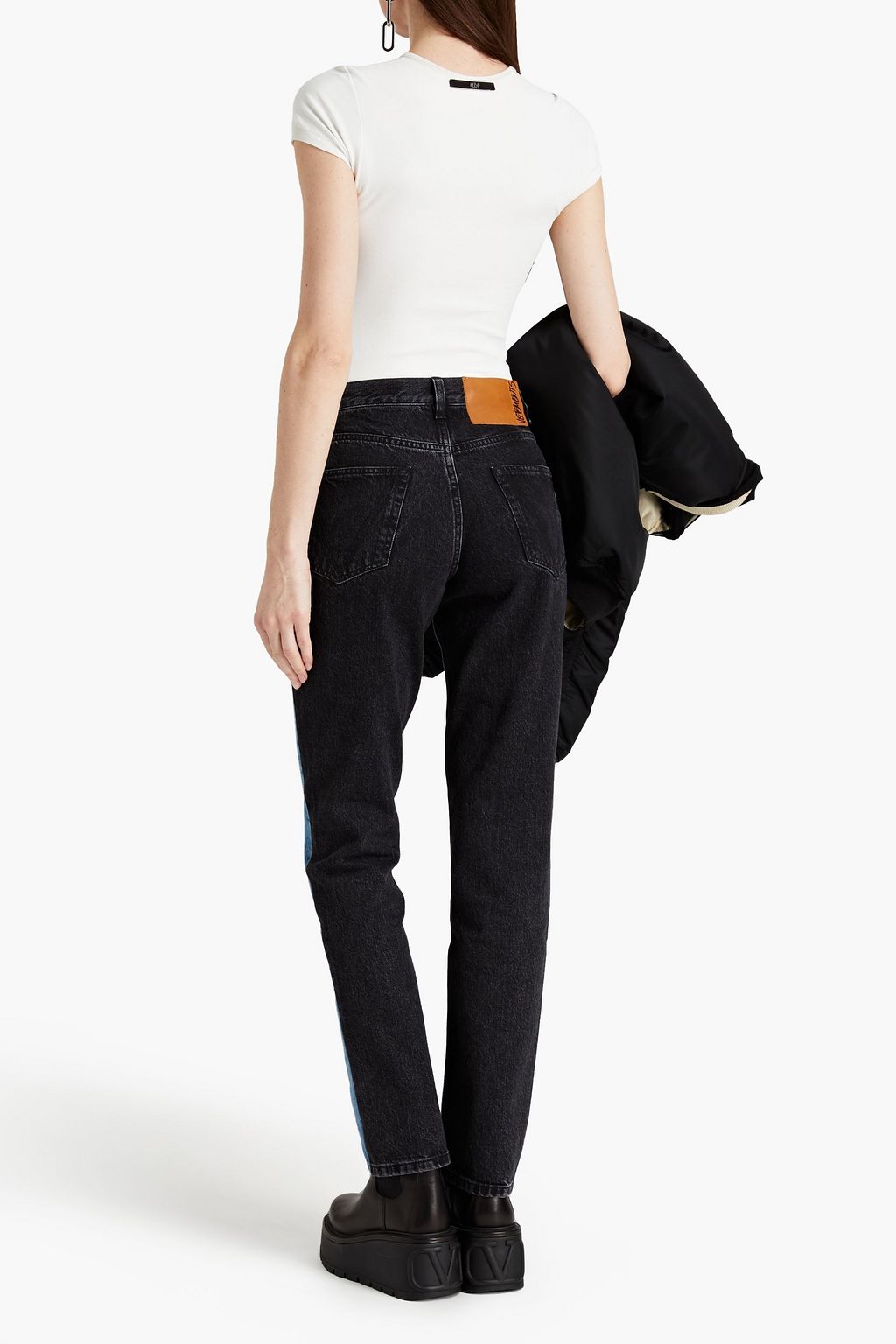 VETEMENTS Two-tone mid-rise slim-leg jeans