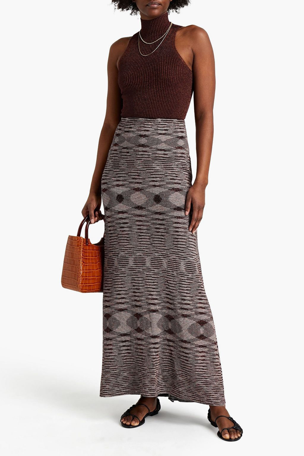 MISSONI Metallic jacquard-knit maxi skirt
