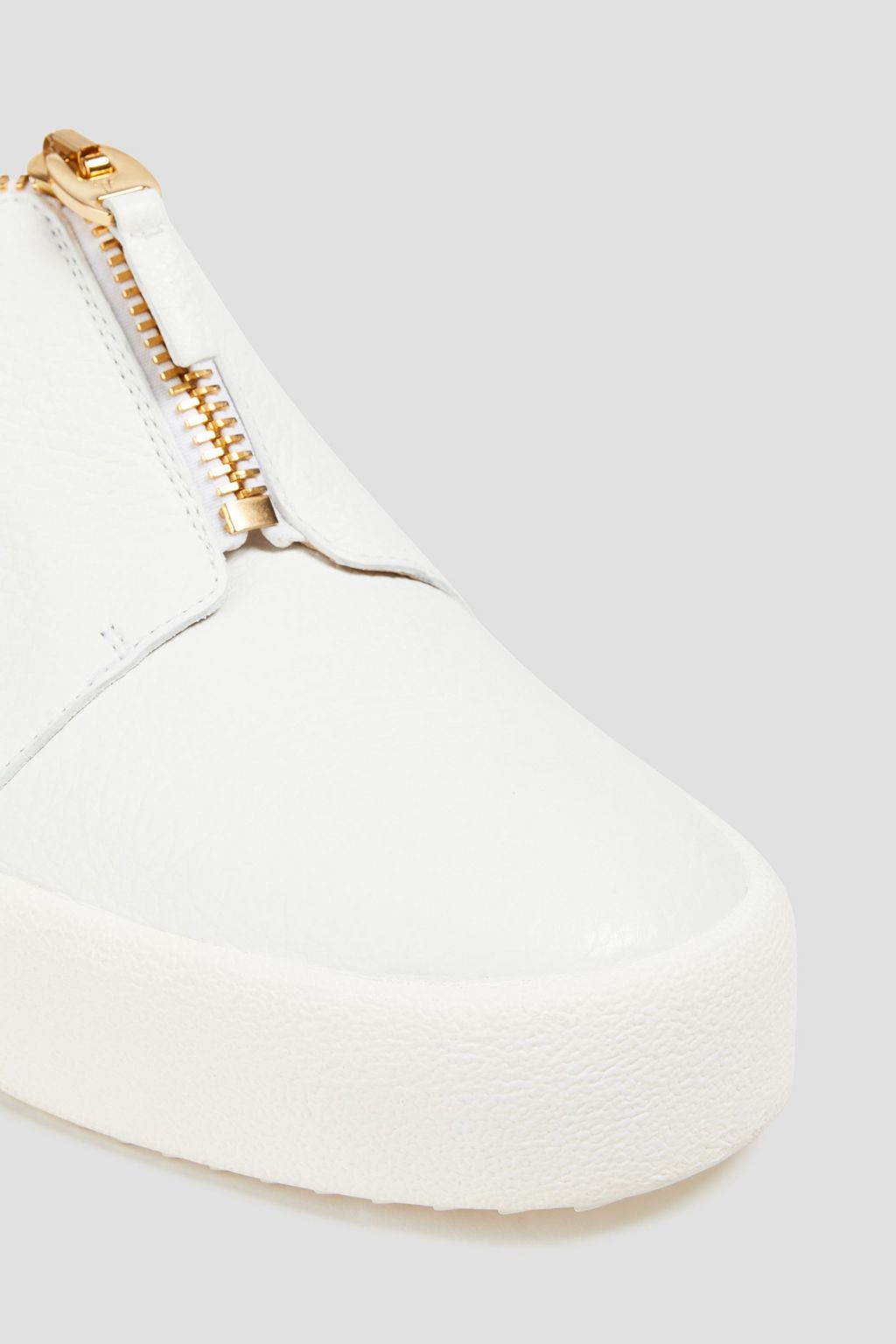 GIUSEPPE ZANOTTI Zip-detailed pebbled-leather sneakers