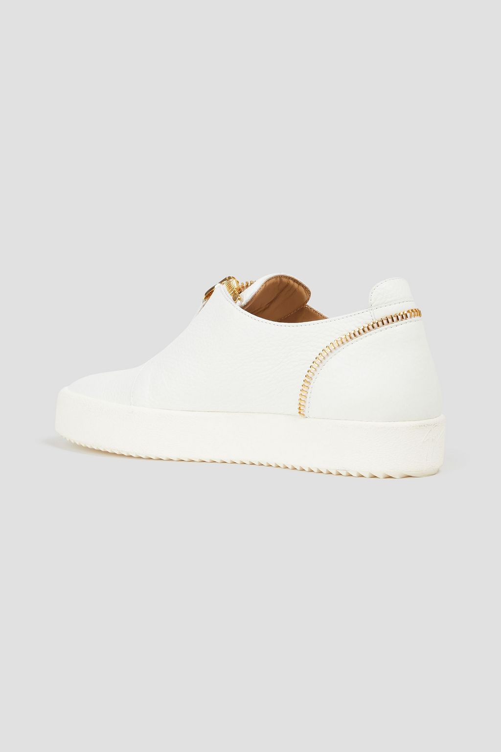 GIUSEPPE ZANOTTI Zip-detailed pebbled-leather sneakers