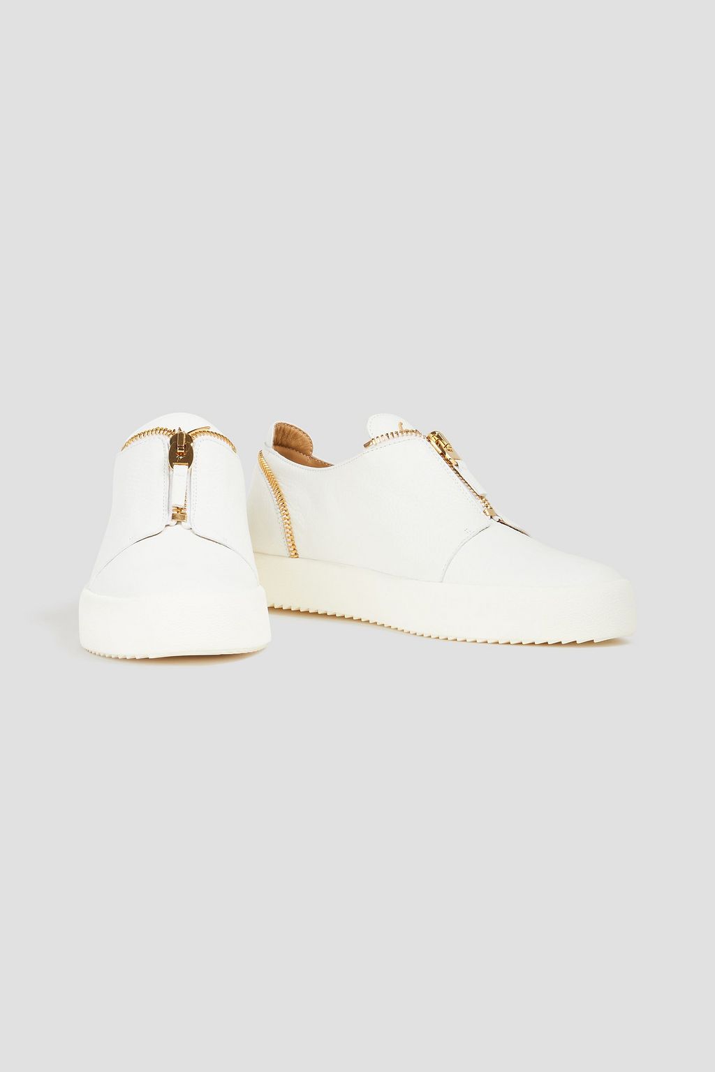 GIUSEPPE ZANOTTI Zip-detailed pebbled-leather sneakers
