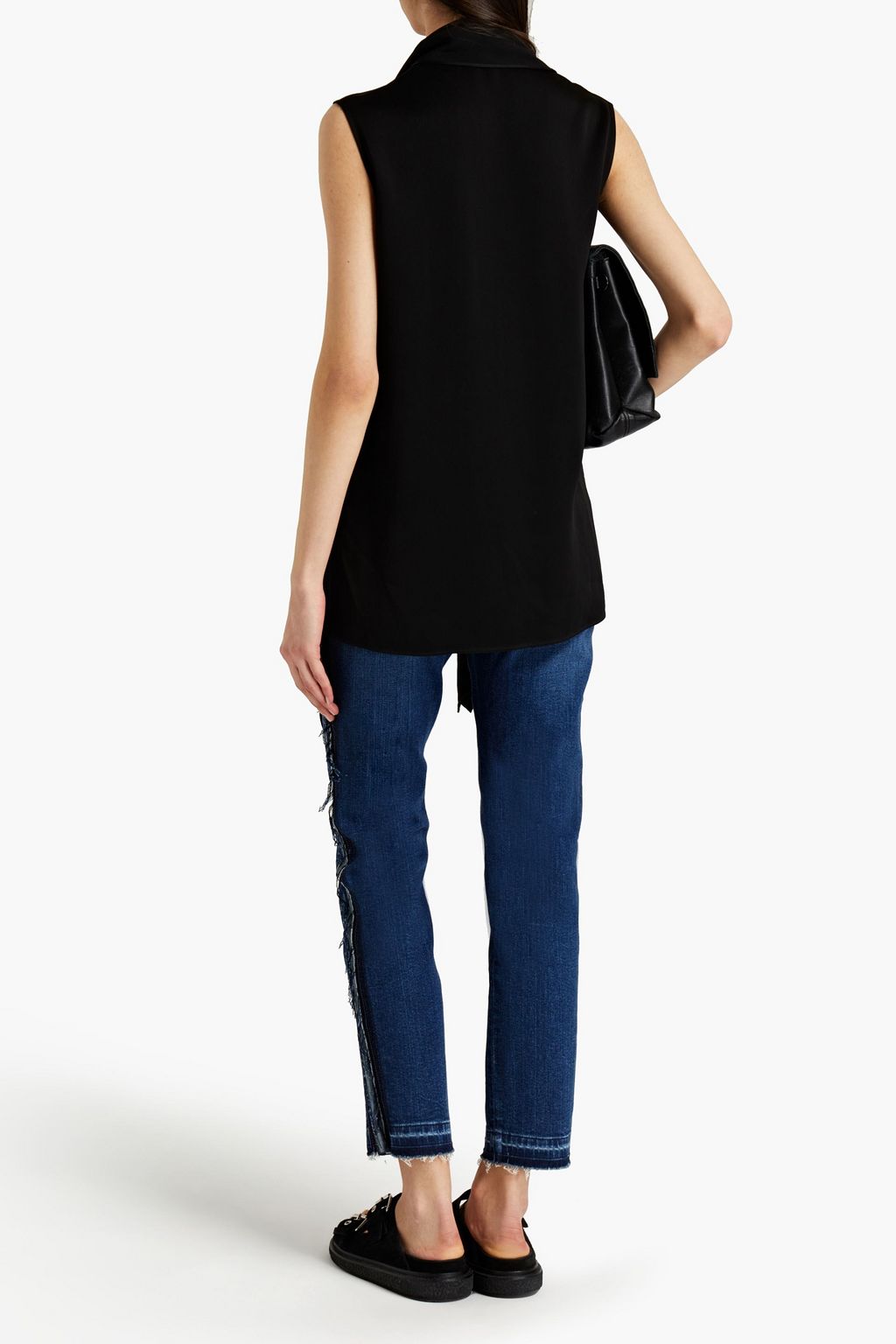 MCQUEEN Frayed high-rise slim-leg jeans