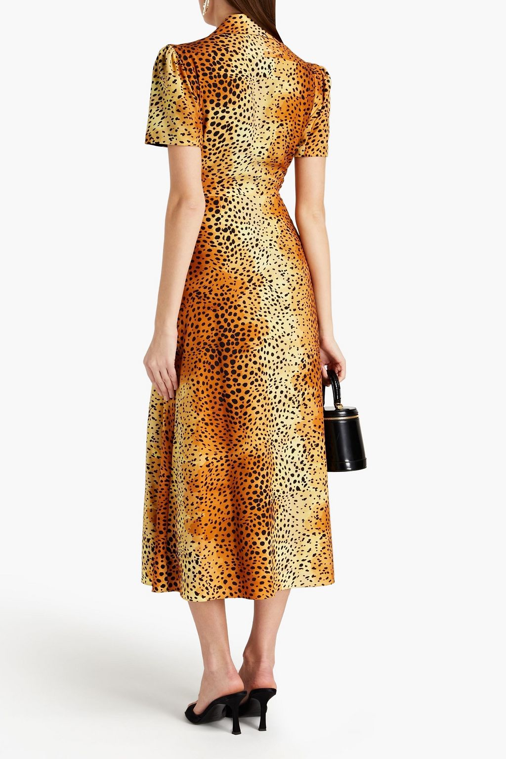 BORGO DE NOR Adelaide pleated leopard-print crepe midi shirt dress