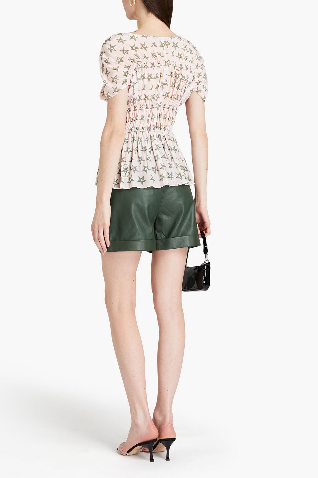 PREEN LINE Saki shirred printed crepe de chine top