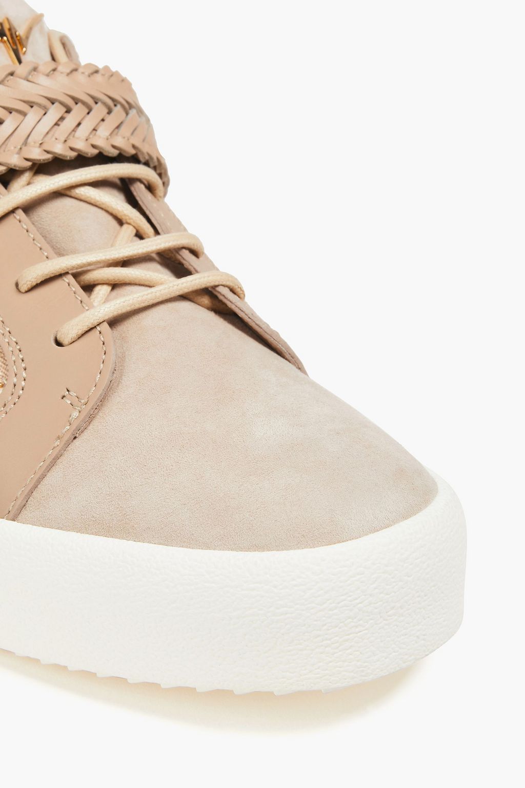 GIUSEPPE ZANOTTI Zip-detailed suede and leather sneakers