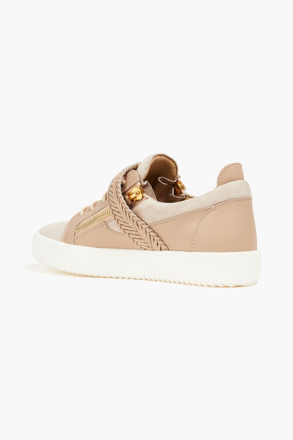 GIUSEPPE ZANOTTI Zip-detailed suede and leather sneakers