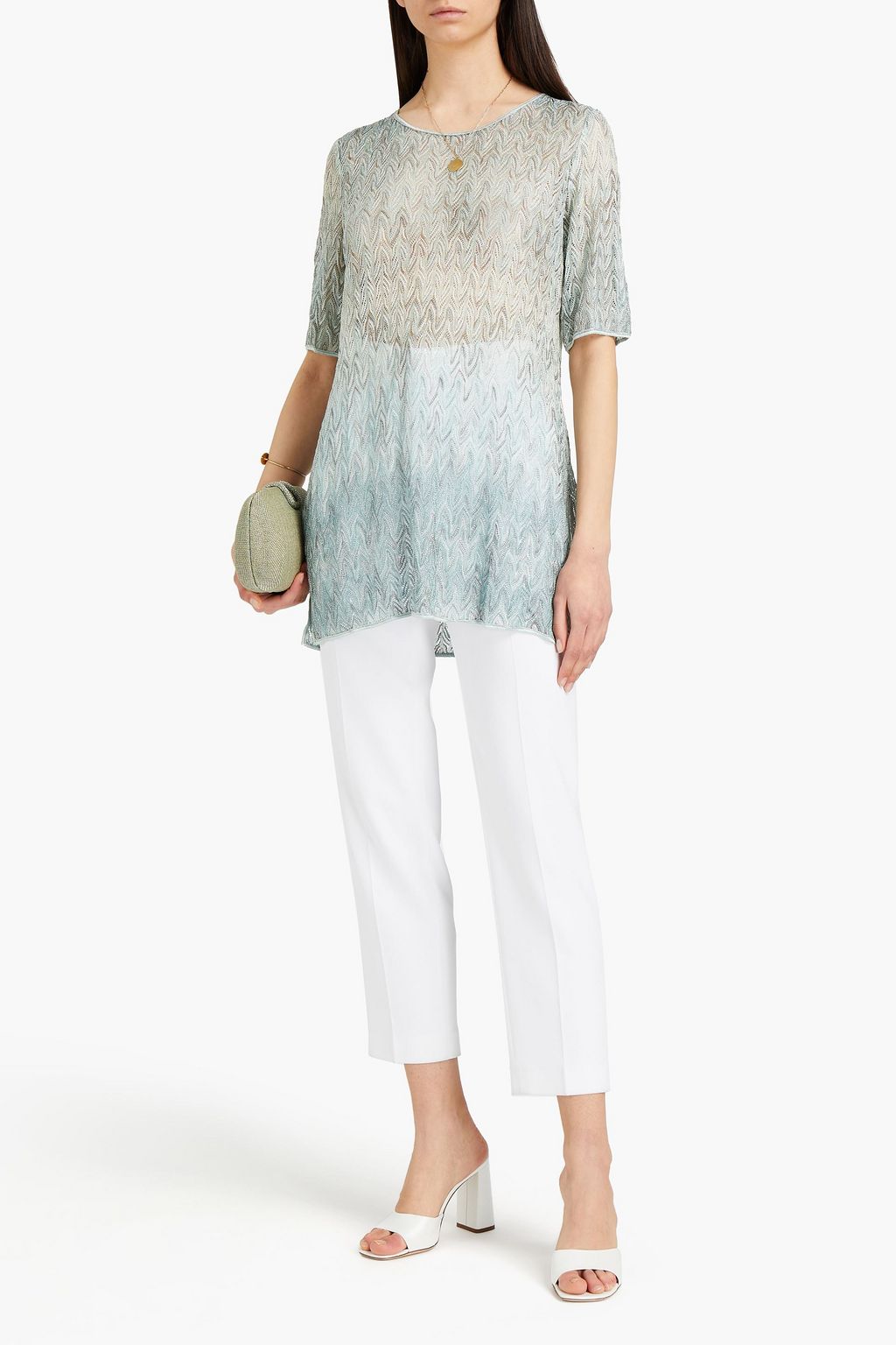 MISSONI Metallic crochet-knit top